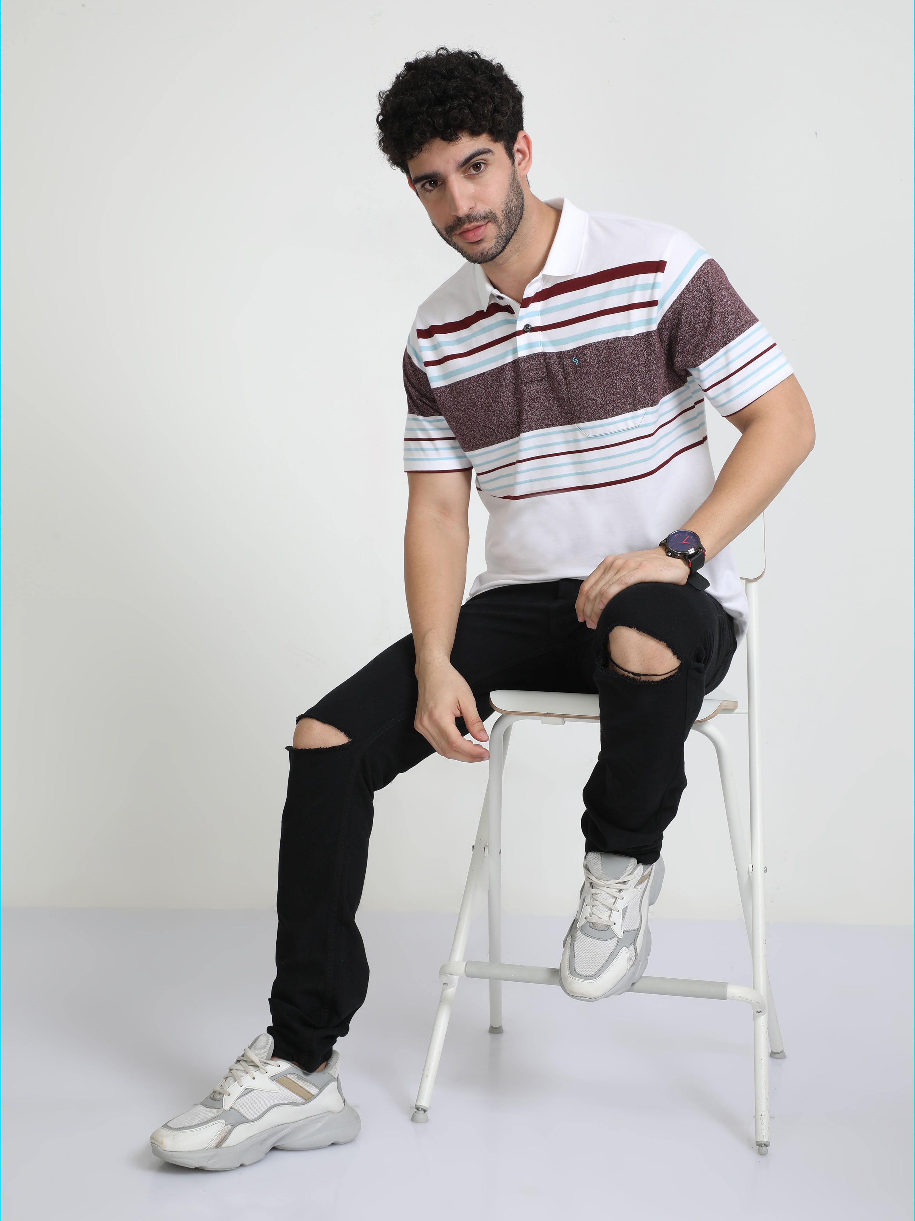 Classic Polo Mens Cotton Half Sleeves Color Blocked Authentic Fit Polo Neck Multi Color T-Shirt | Avon - 548 B Af P