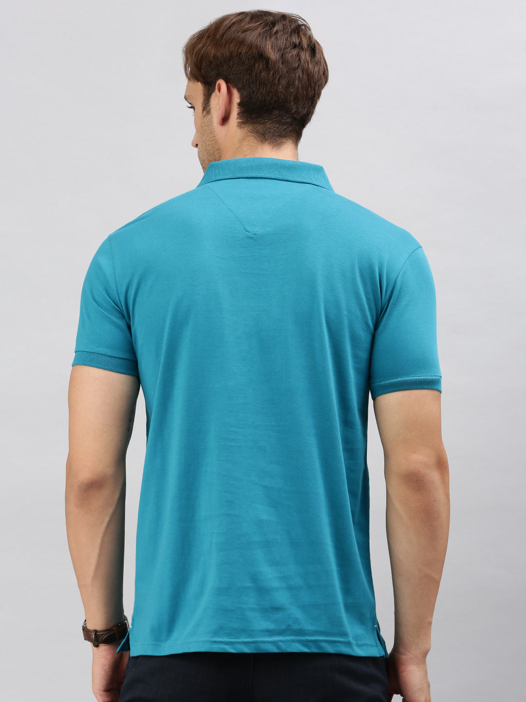 Classic Polo Men's Half Sleeve Blue Polo Neck Slim Fit Printed T-Shirt | FP - 02 B SF P