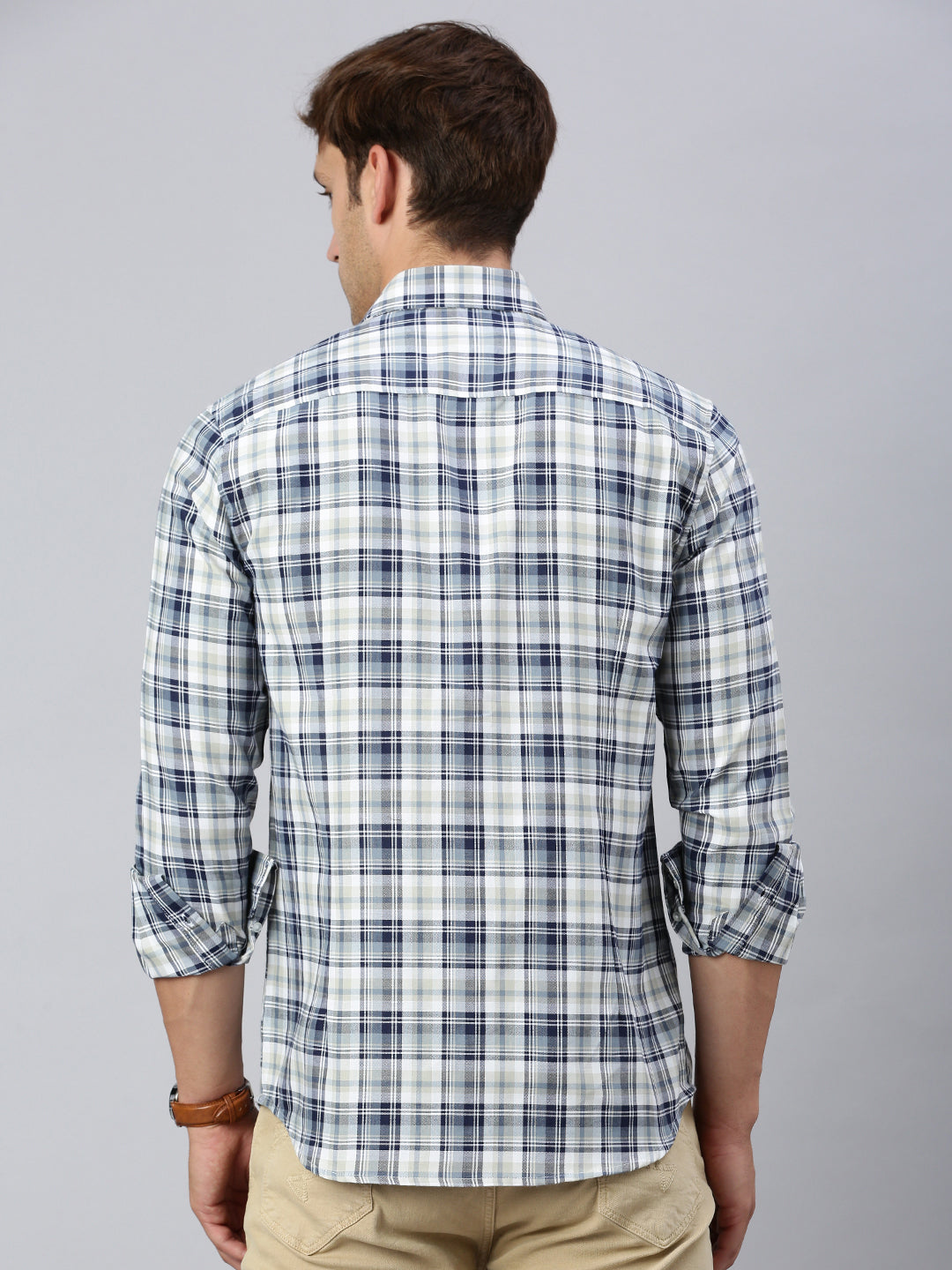 Classic Polo Men's Full Sleeve White/Blue Slim Fit Checked Casual Shirt | SP2-CL-30 A-FS-CHK-SF
