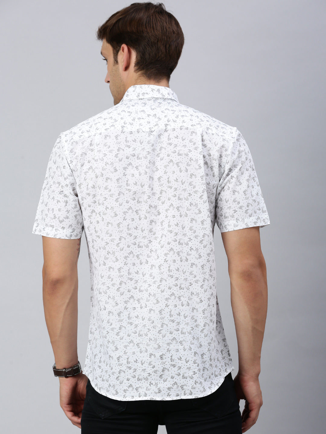 Classic Polo Men's Half Sleeve White/Grey Slim Fit Printed Casual Shirt | SP2-CL-08 B-HS-PRT-SF