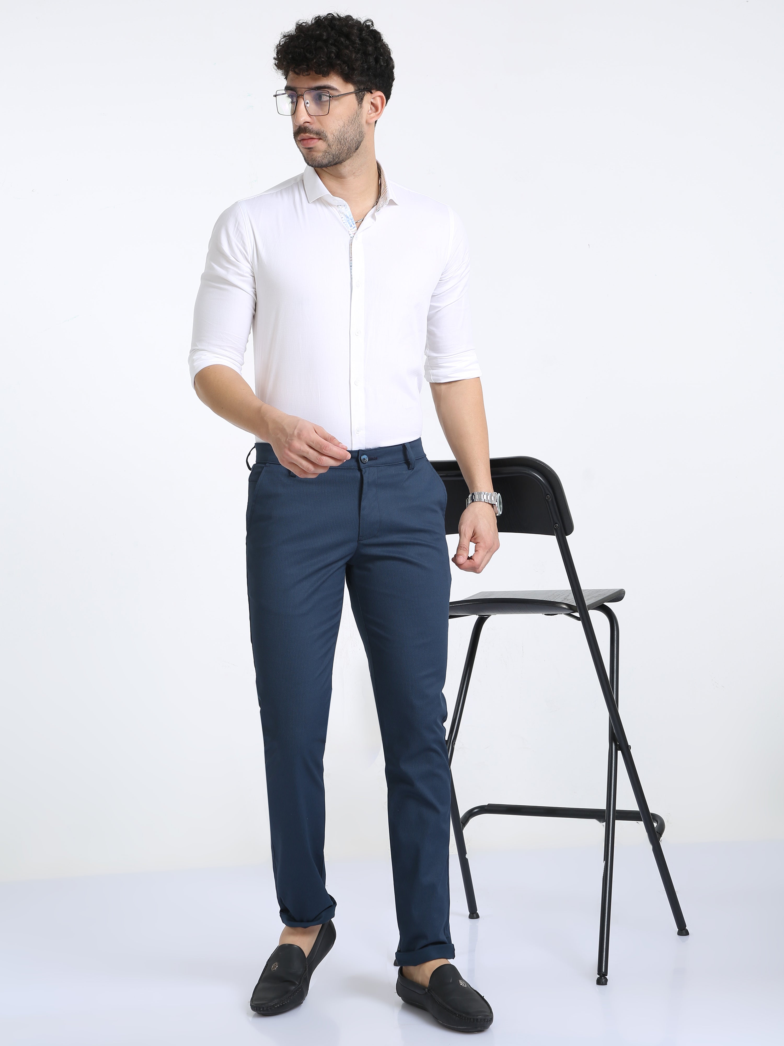 Classic Polo Mens Moderate Fit Solid Blue Color Trousers | To2-35 A-Blu-Mf-Ly