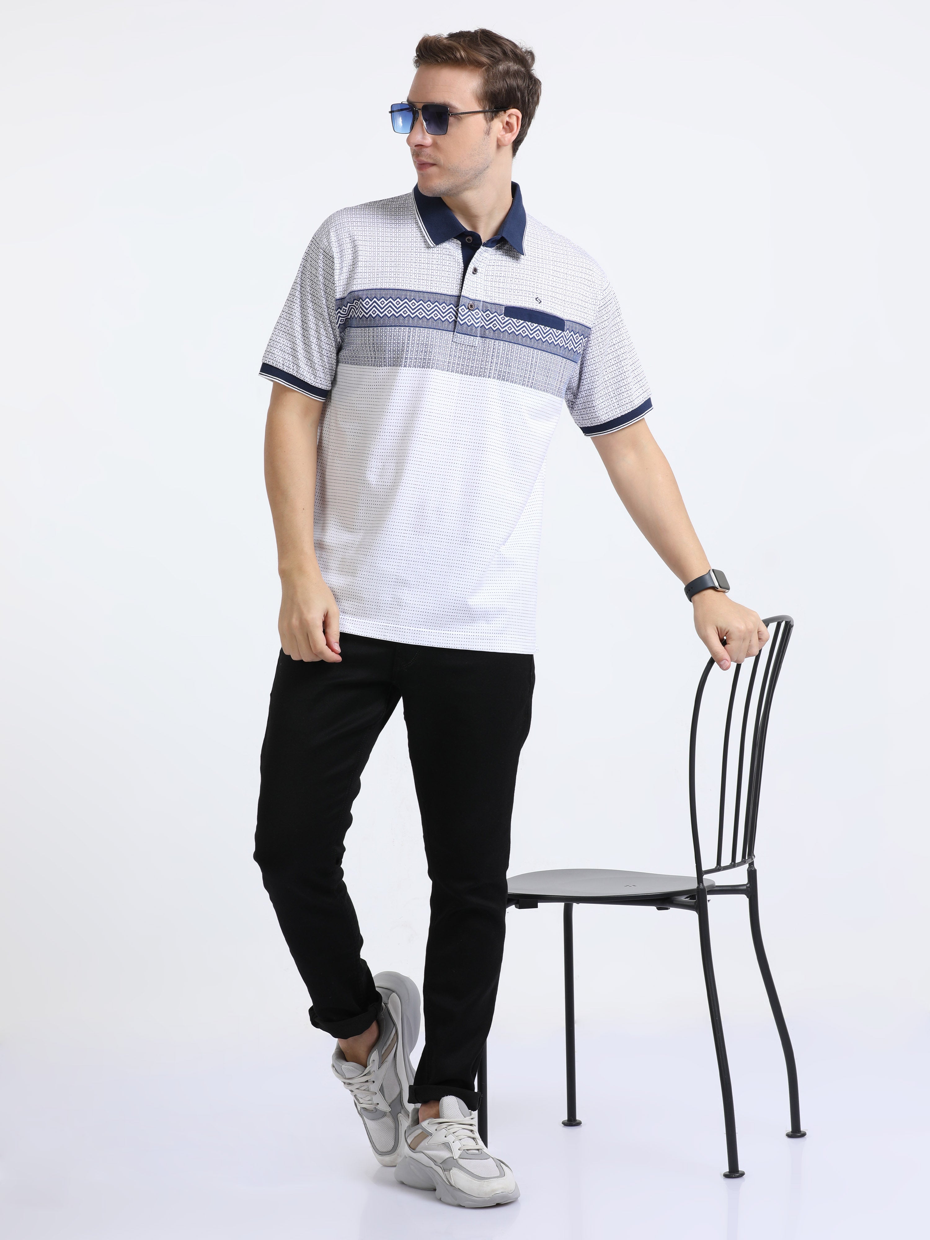 Classic Polo Mens Cotton Half Sleeves Floral Authentic Fit Polo Neck Navy Color T-Shirt | Carve Polo - 20 A Af P