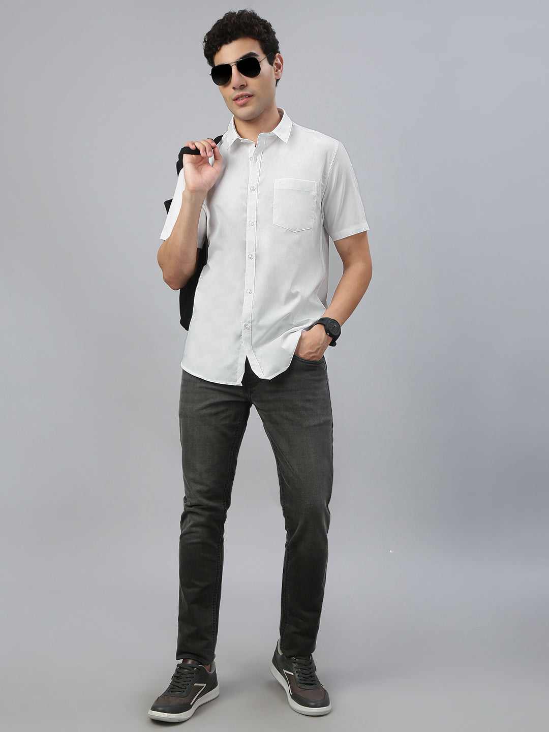 Classic Polo Men's Half Sleeve White Polo Neck Slim Fit Solid Shirt||SQ1-CL-61 B-HS-SLD-SF