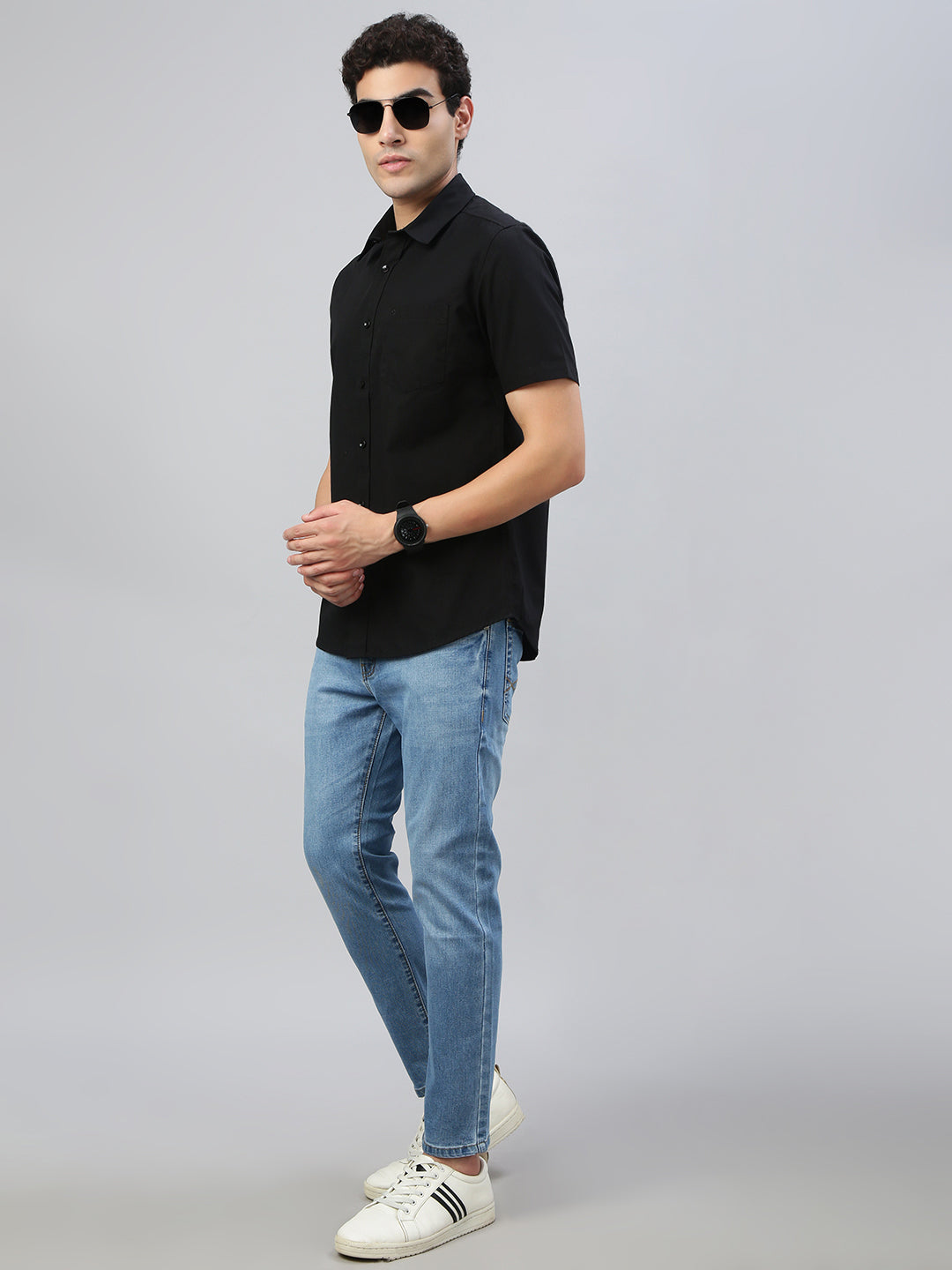 Classic Polo Men's Half Sleeve Black Polo Neck Slim Fit Solid Shirt||TOY-NEXGEN-BLACK SF HS
