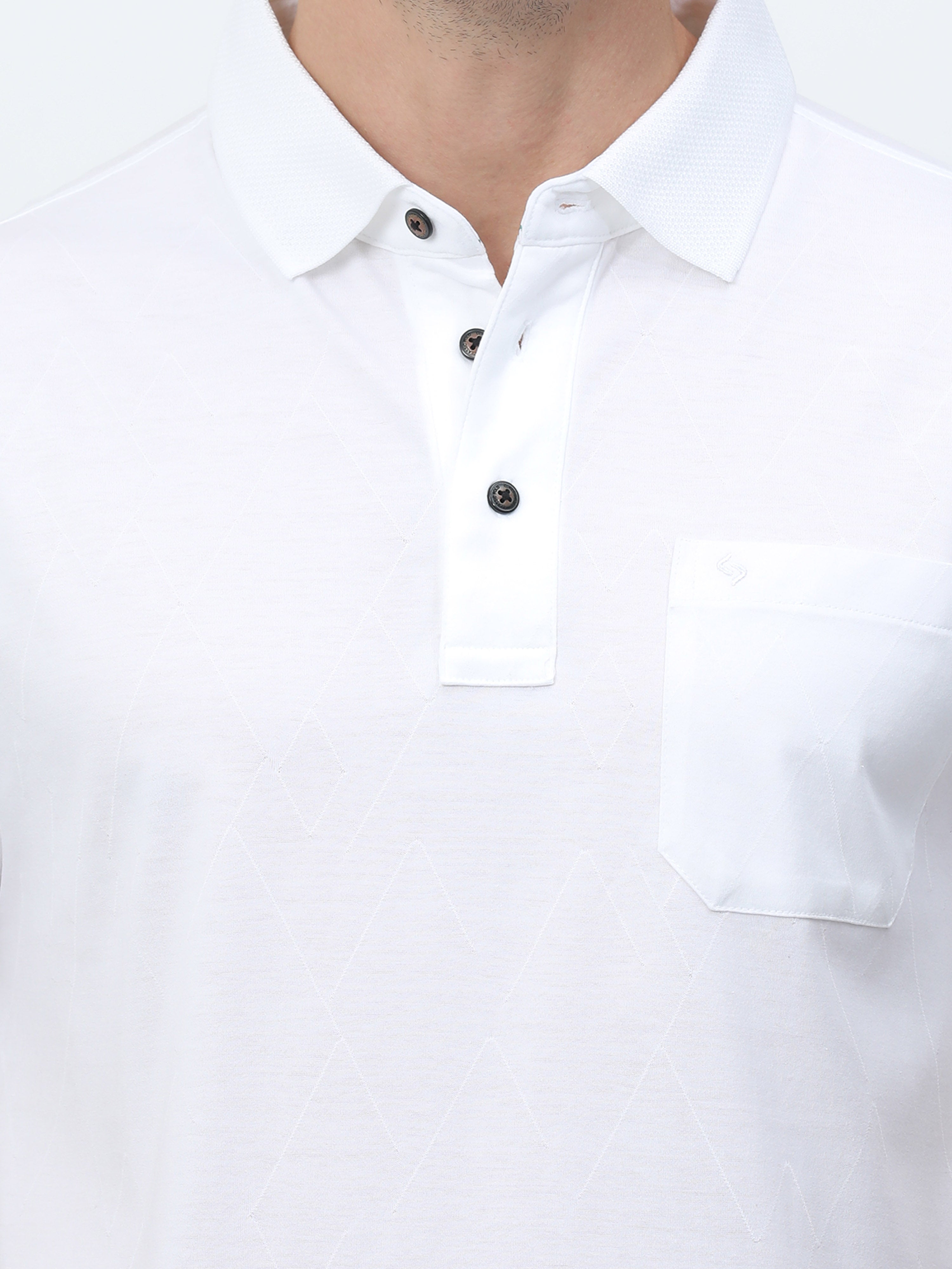 Classic Polo Mens Cotton Half Sleeves Solid Authentic Fit Polo Neck White Color T-Shirt | Rare - 06  A Af P