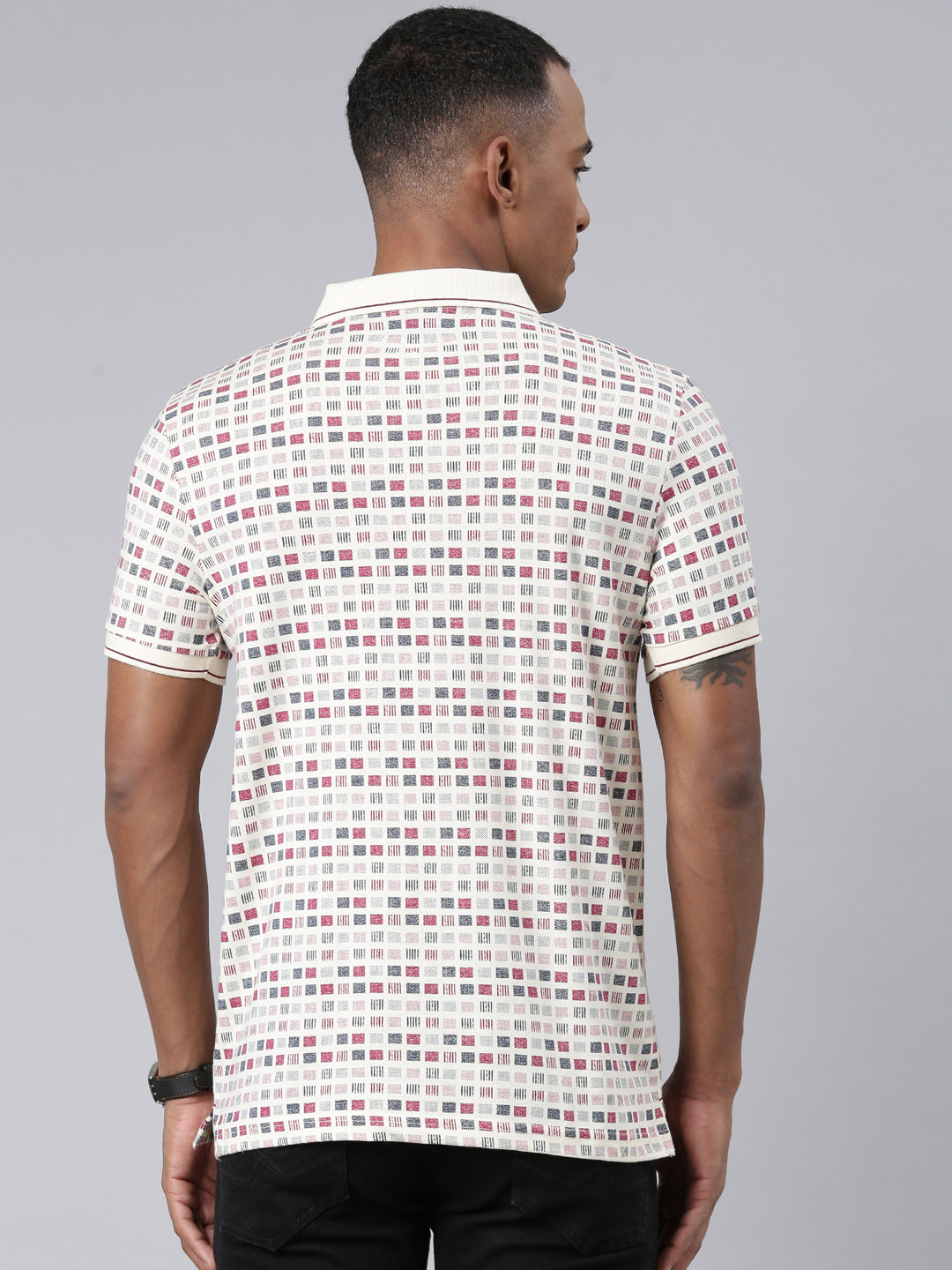 Classic Polo Mens Aop Multicolor Polo Neck Slim Fit T-Shirt | BELLO - 257 B SF P