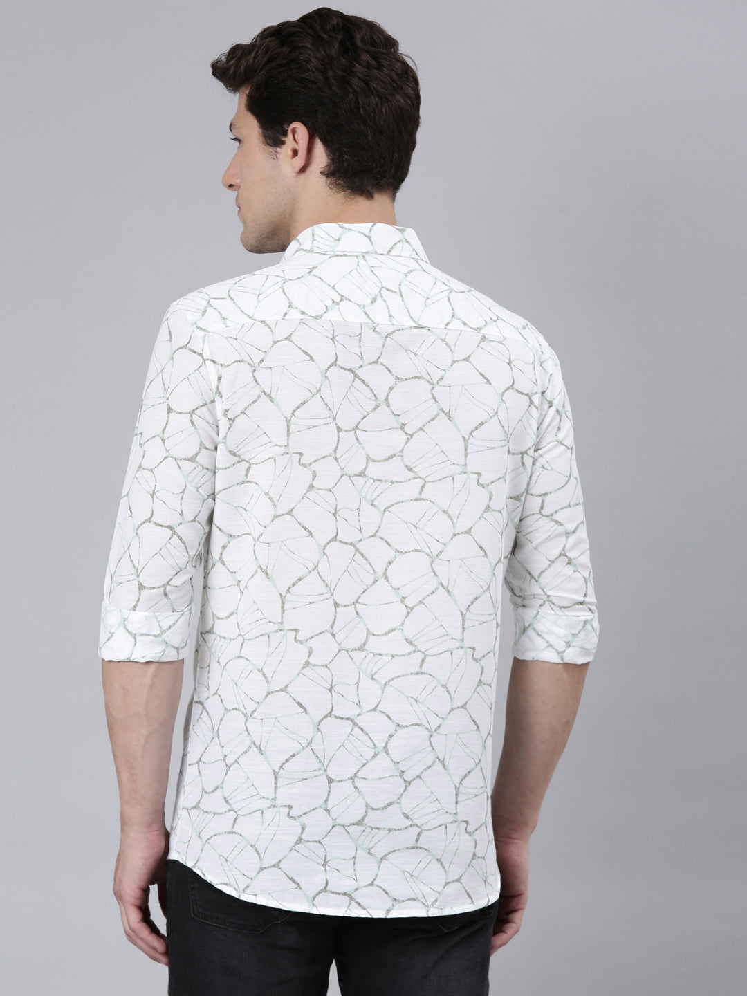 Classic Polo Men's Full Sleeve White/Grey Polo Neck 100% Cotton Slim Fit Shirt | SP2-CL-20 C-FS-PRT-SF