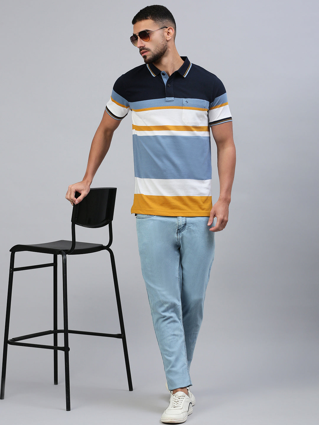 Classic Polo Men's Half Sleeve Multicolor Polo Neck Slim Fit Striped T-Shirt||VTA - 294 A SF P