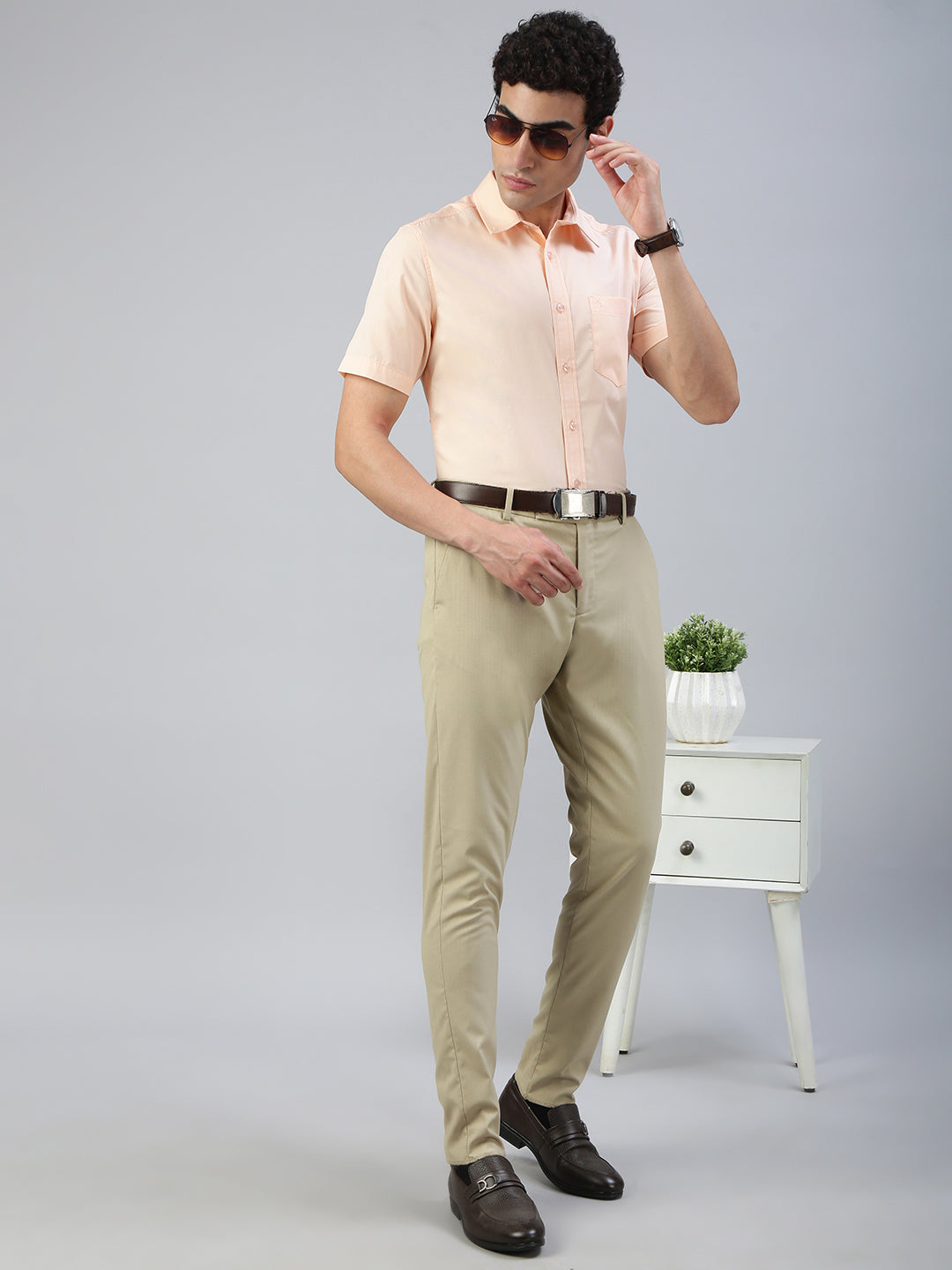 Classic Polo Men's Half Sleeve Lt.Peach Polo Neck Slim Fit Solid Shirt||TOY-NEXGEN-PEACH SF HS