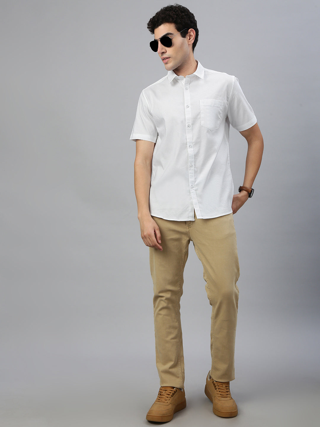 Classic Polo Men's Half Sleeve White Polo Neck Slim Fit Solid Shirt||SQ1-CL-61 A-HS-SLD-SF