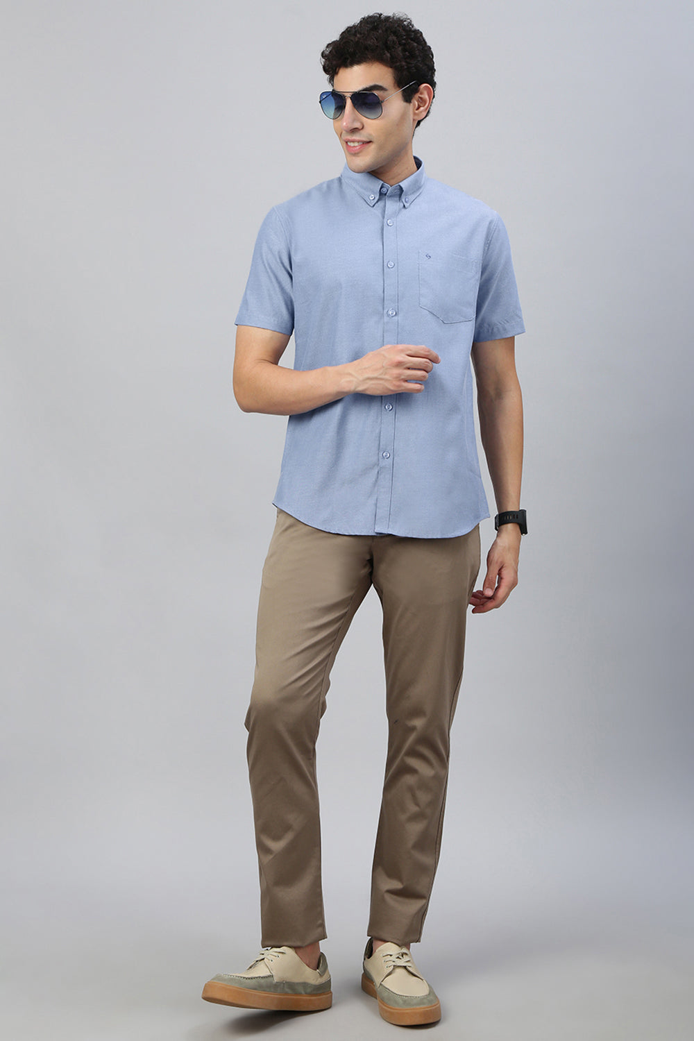 Classic Polo Men's Half Sleeve Blue Polo Neck Slim Fit Solid Casual Shirt | TOY-KLYPTO-BLUE MF HS