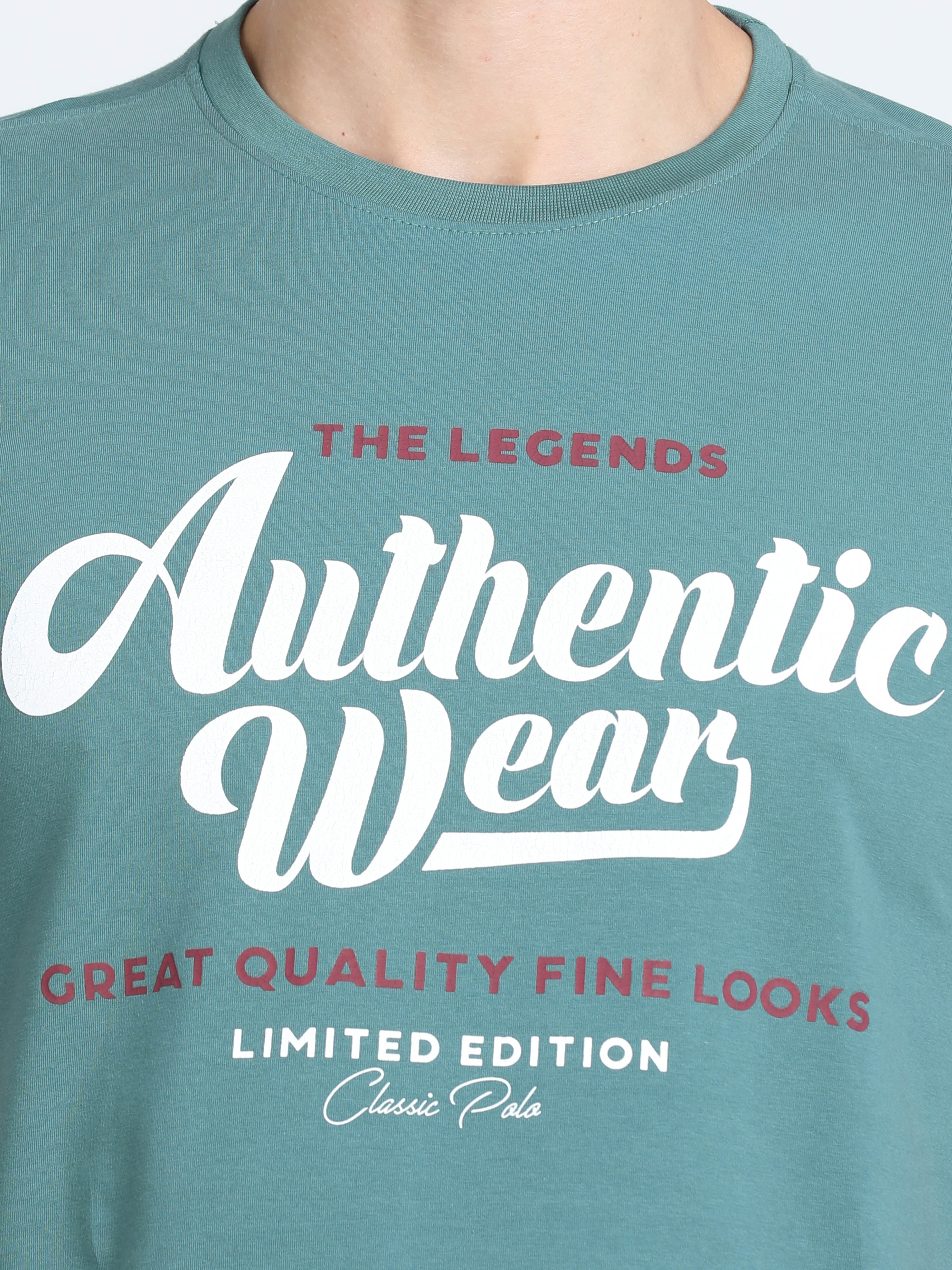 Classic Polo Mens Cotton Half Sleeves Printed Slim Fit Crew Neck Blue Color T-Shirt | Baleno - 560 A Sf C