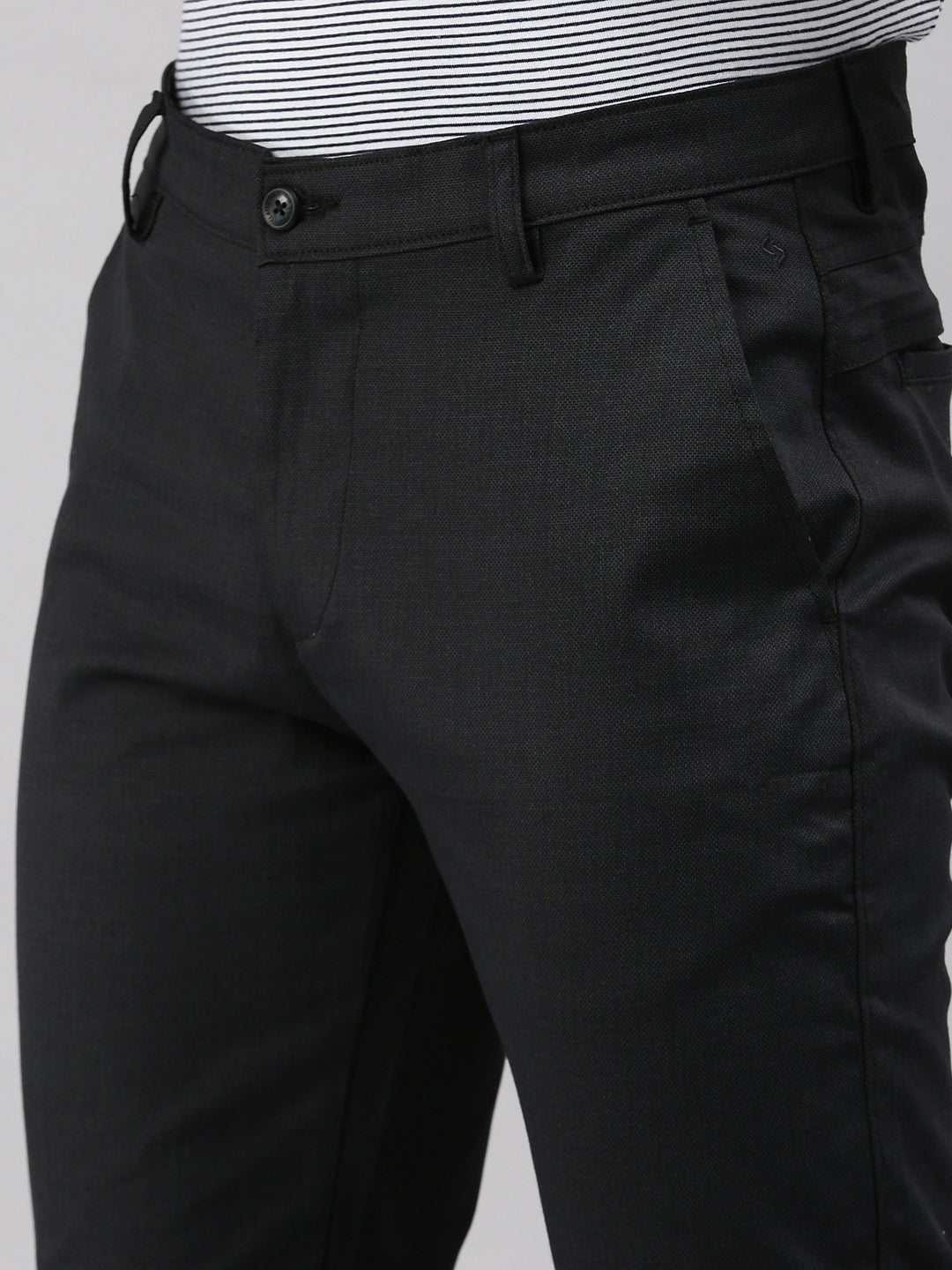 Classic Polo Men's Black Moderate Fit Solid Casual Trouser | TP2-CL 07 D-BLK-MF-LY