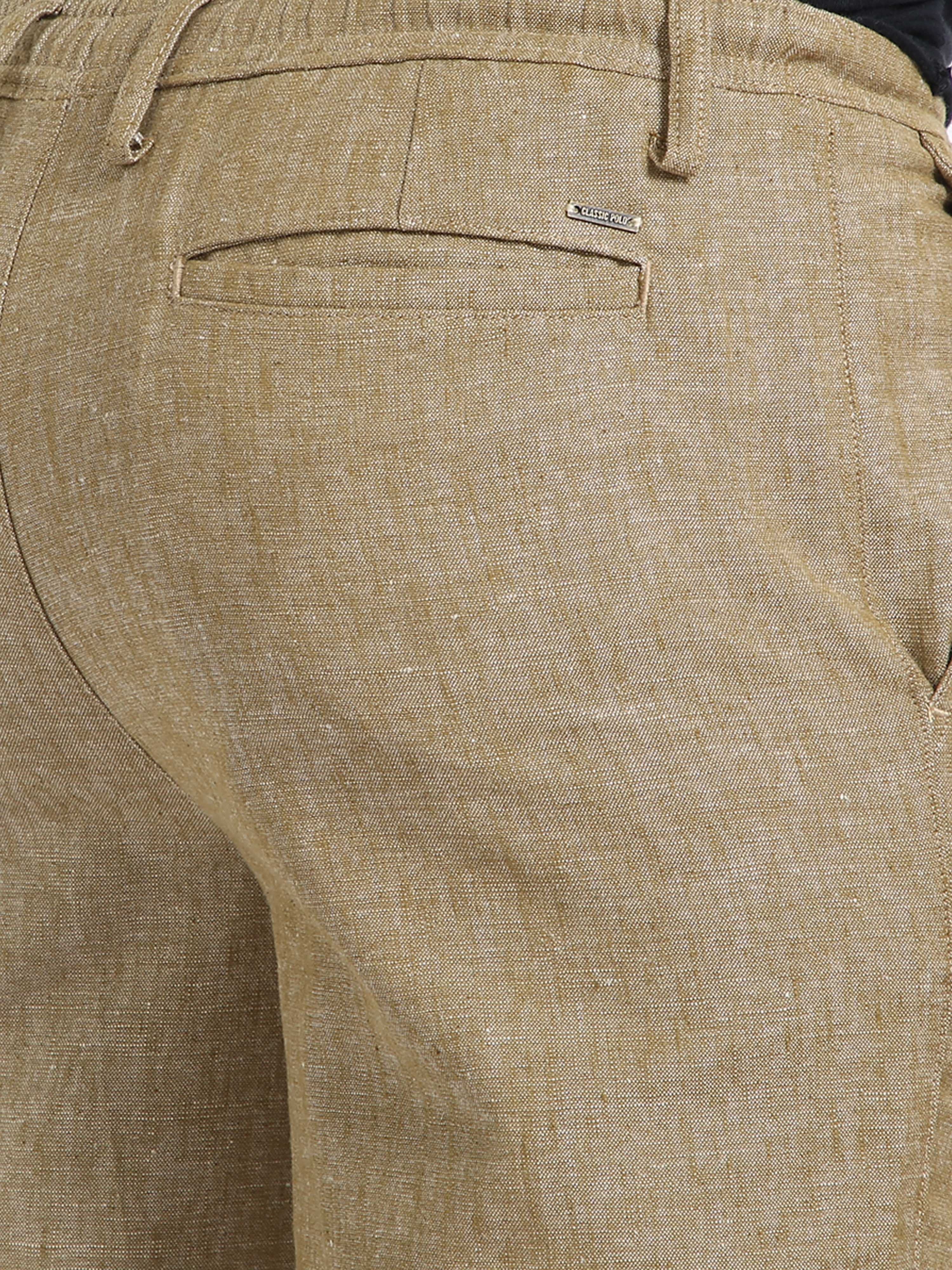 Classic Polo Mens Ankle Fit Solid Khakhi Melange Color Trousers | To2-29 B-Brn-Al-Ly