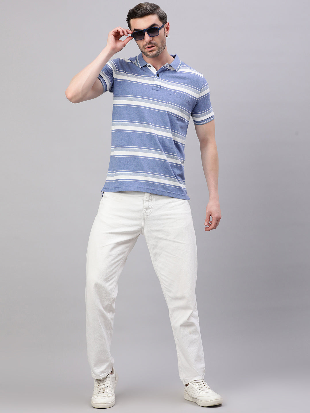 Classic Polo Men's Half Sleeve Multicolor Polo Neck Slim Fit Striped T-Shirt||ADORE - 234 B SF P