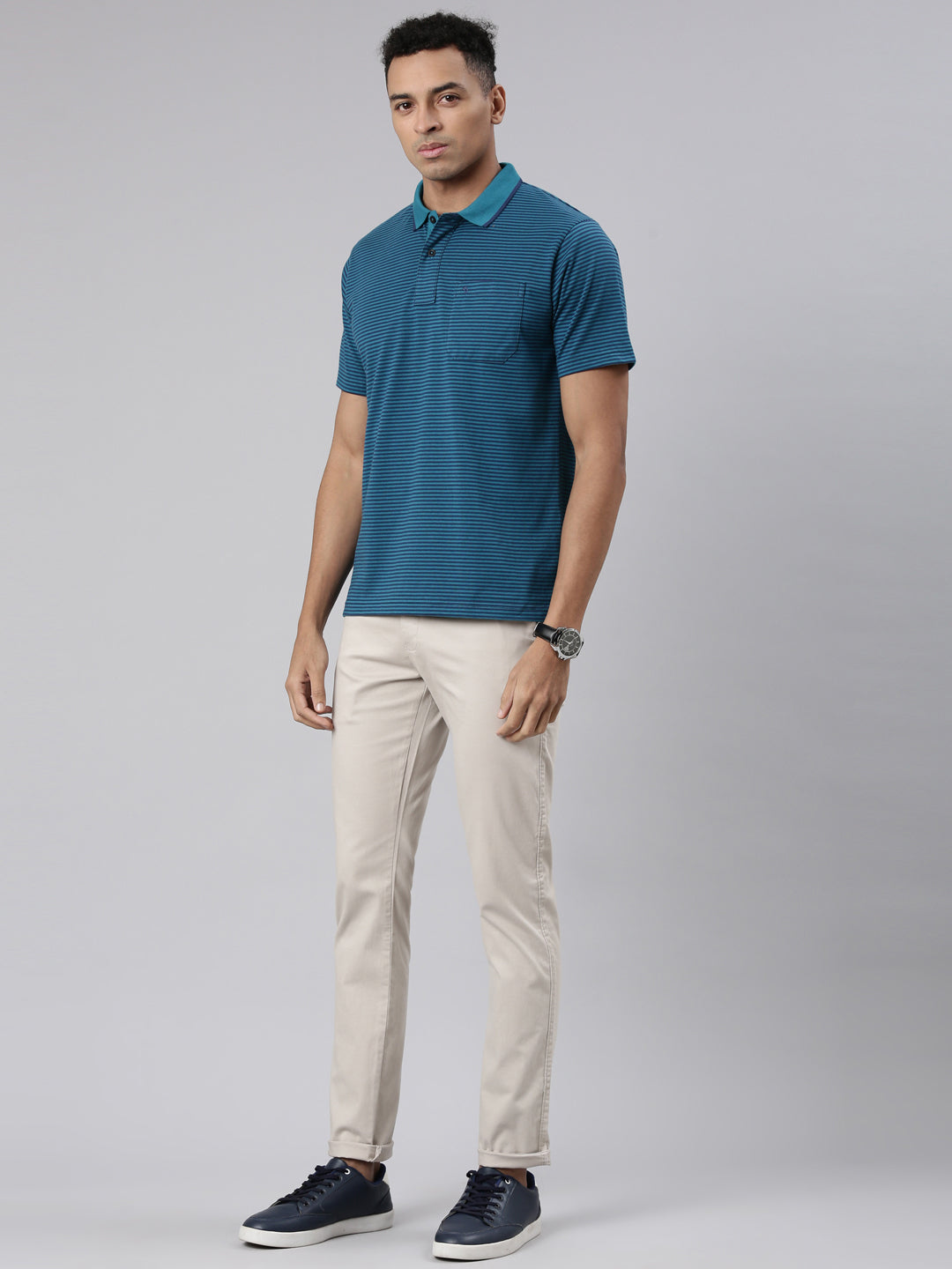 Classic Polo Men's Lt.Grey Cotton Lycra Moderate Fit Trousers | TRS-CHINO-L.GRY MF LY