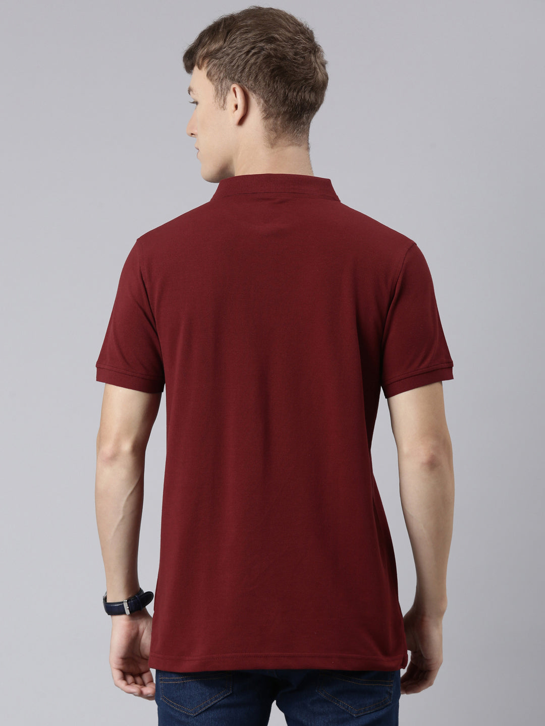 Classic Polo Men's Half Sleeve Maroon Polo Neck Slim Fit Solid T-Shirt