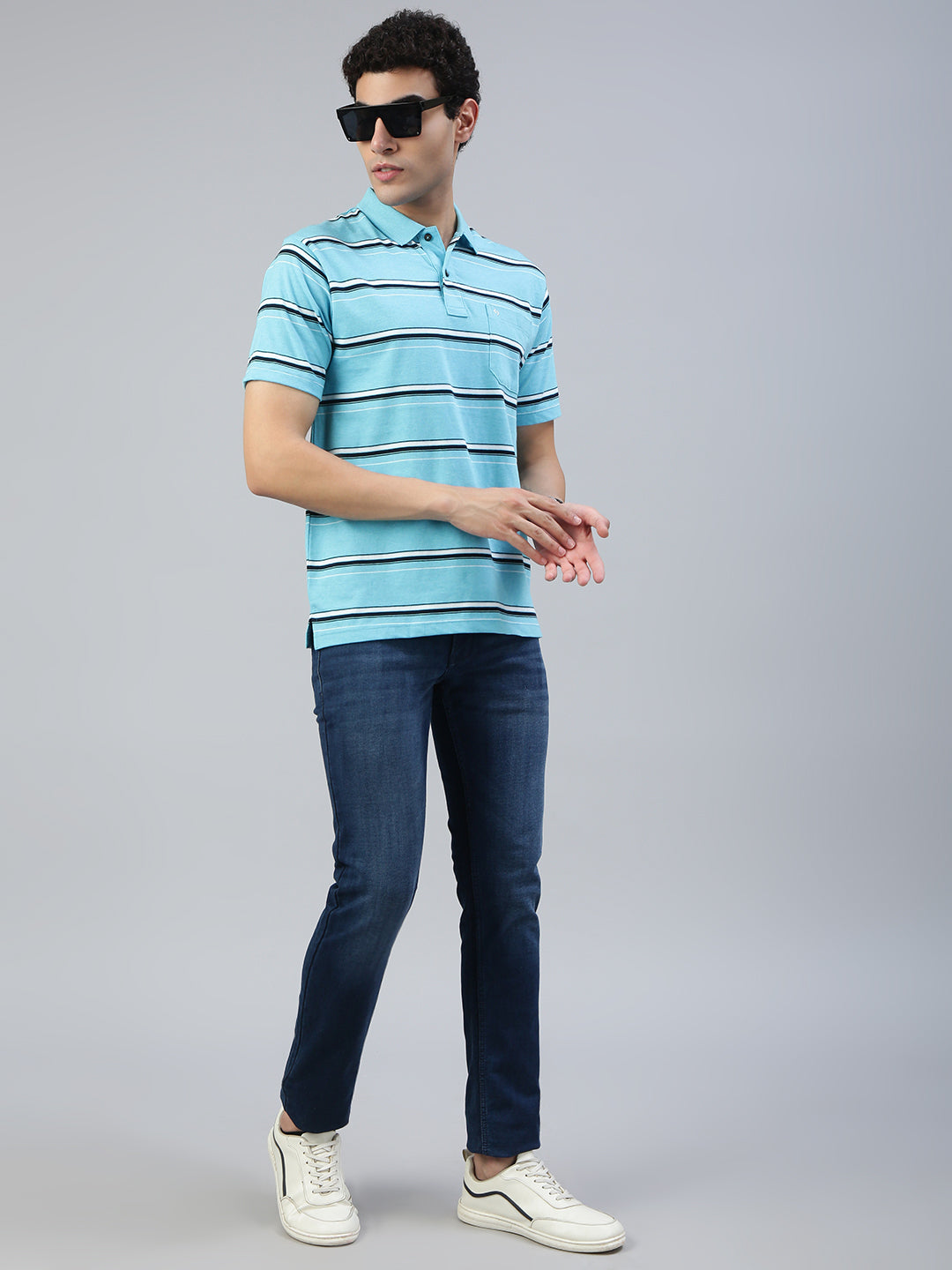 Classic Polo Men's Blue Slim Fit Solid Denim||CPDQ1-02-MBLU-SF