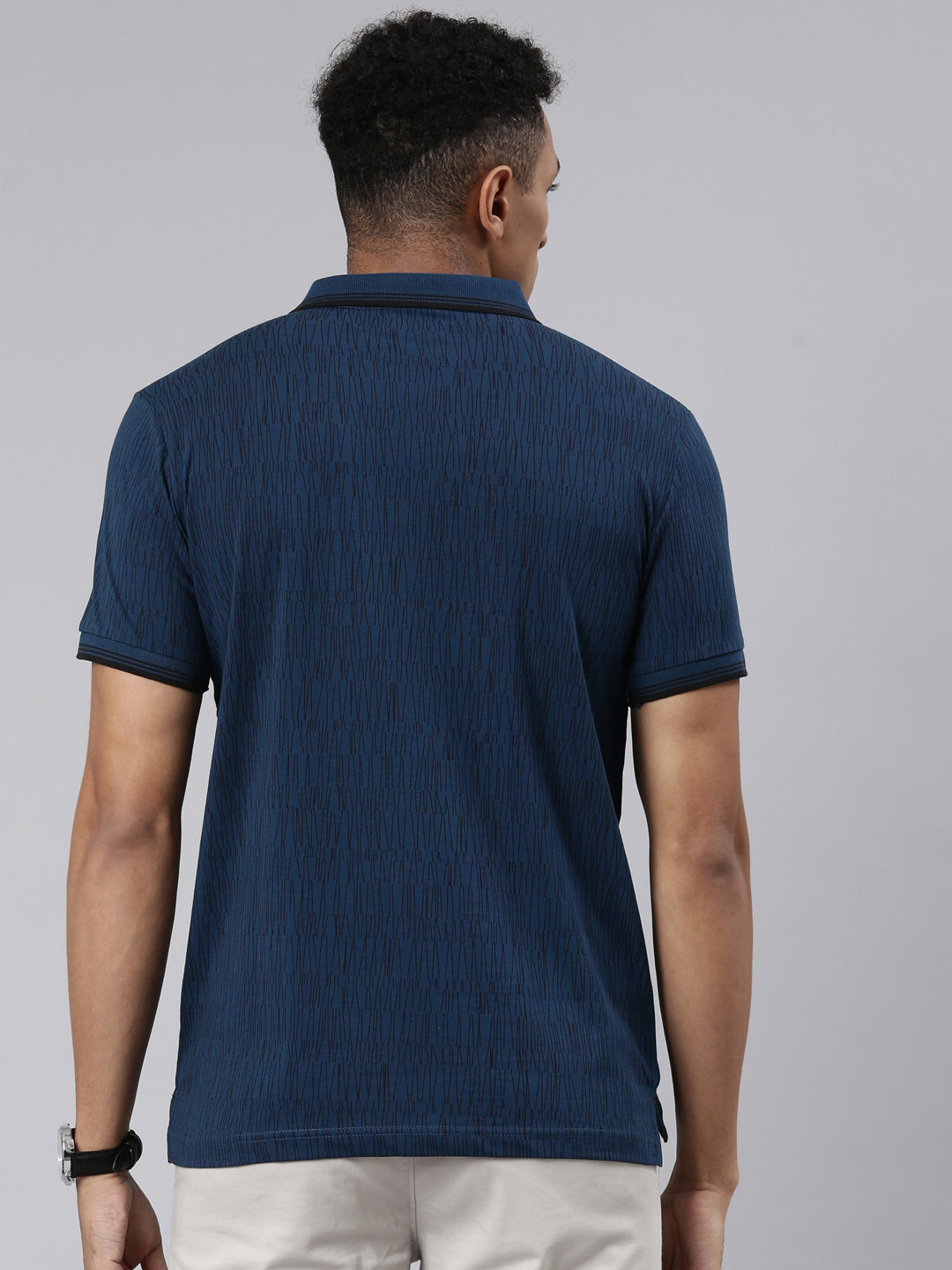 Classic Polo Men's Half Sleeve Teal/Black Polo Neck Cotton Blend Slim Fit T-Shirt | BELLO - 306 A SF P