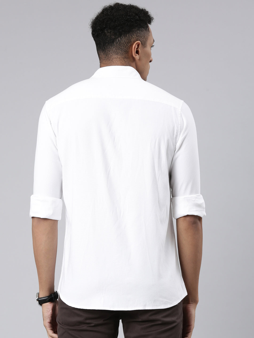 Classic Polo Men's Full Sleeve White Polo Neck Cotton Slim Fit Casual Shirt | SP2-CL-54 A-FS-SLD-SF