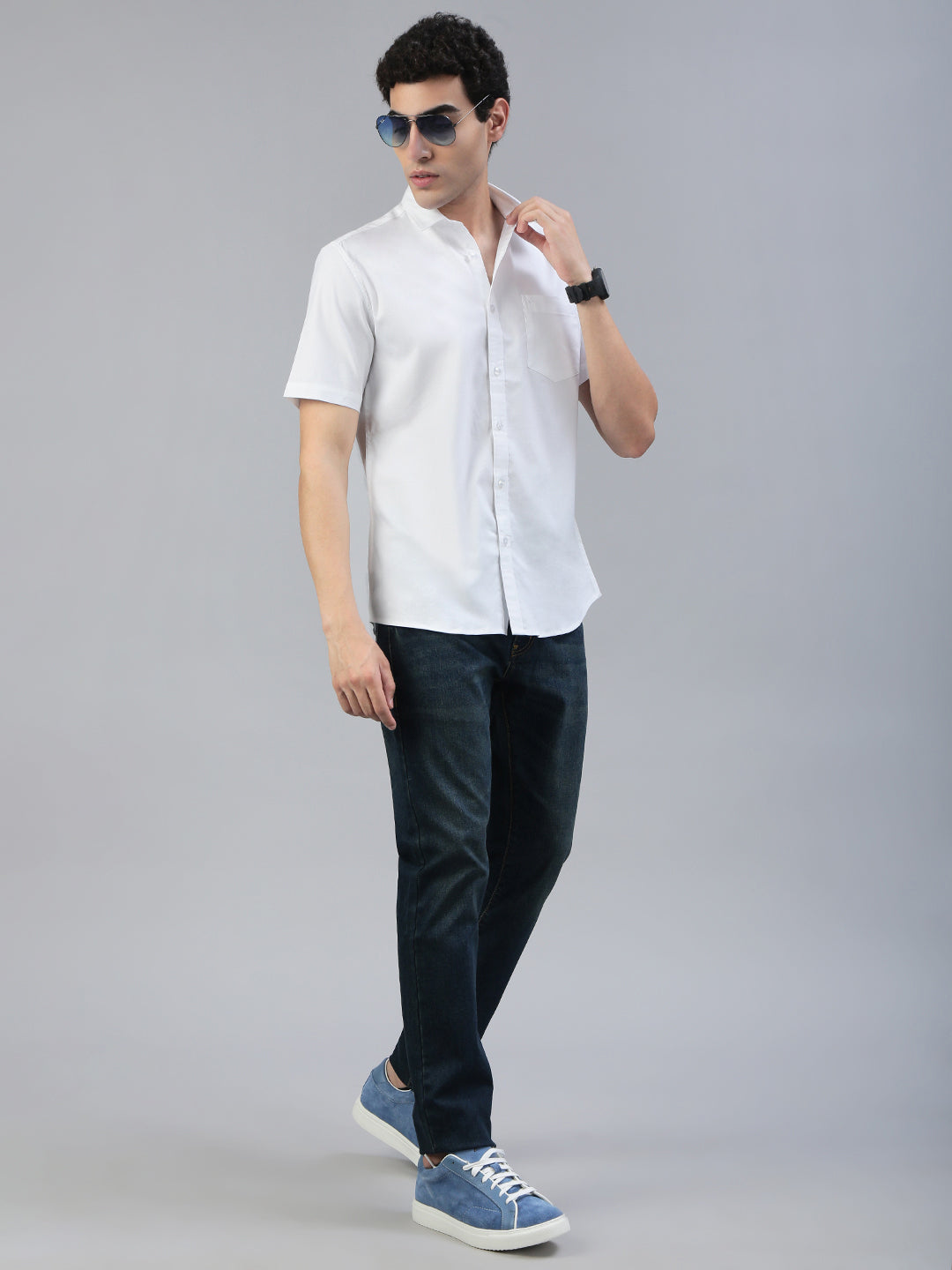 Classic Polo Men's Half Sleeve White Polo Neck Slim Fit Solid Shirt||SQ1-CL-61 C-HS-SLD-SF