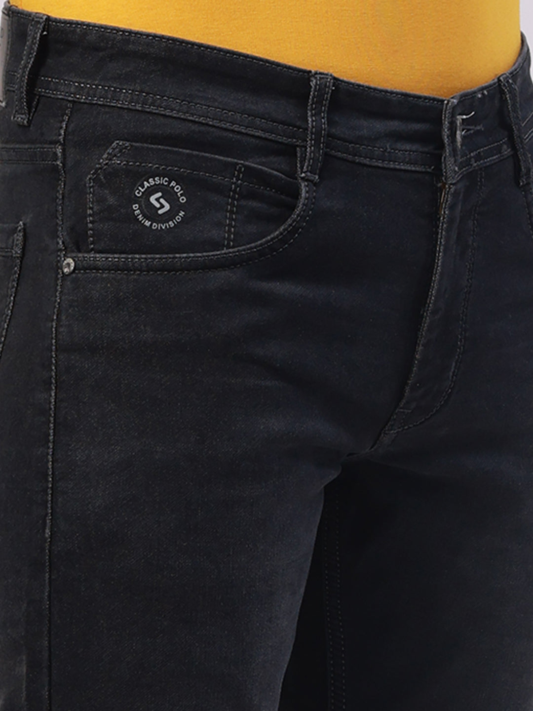 Classic Polo Men's Black Solid Cotton Slim Fit Jeans | CPDQ2-39-MNT-SF