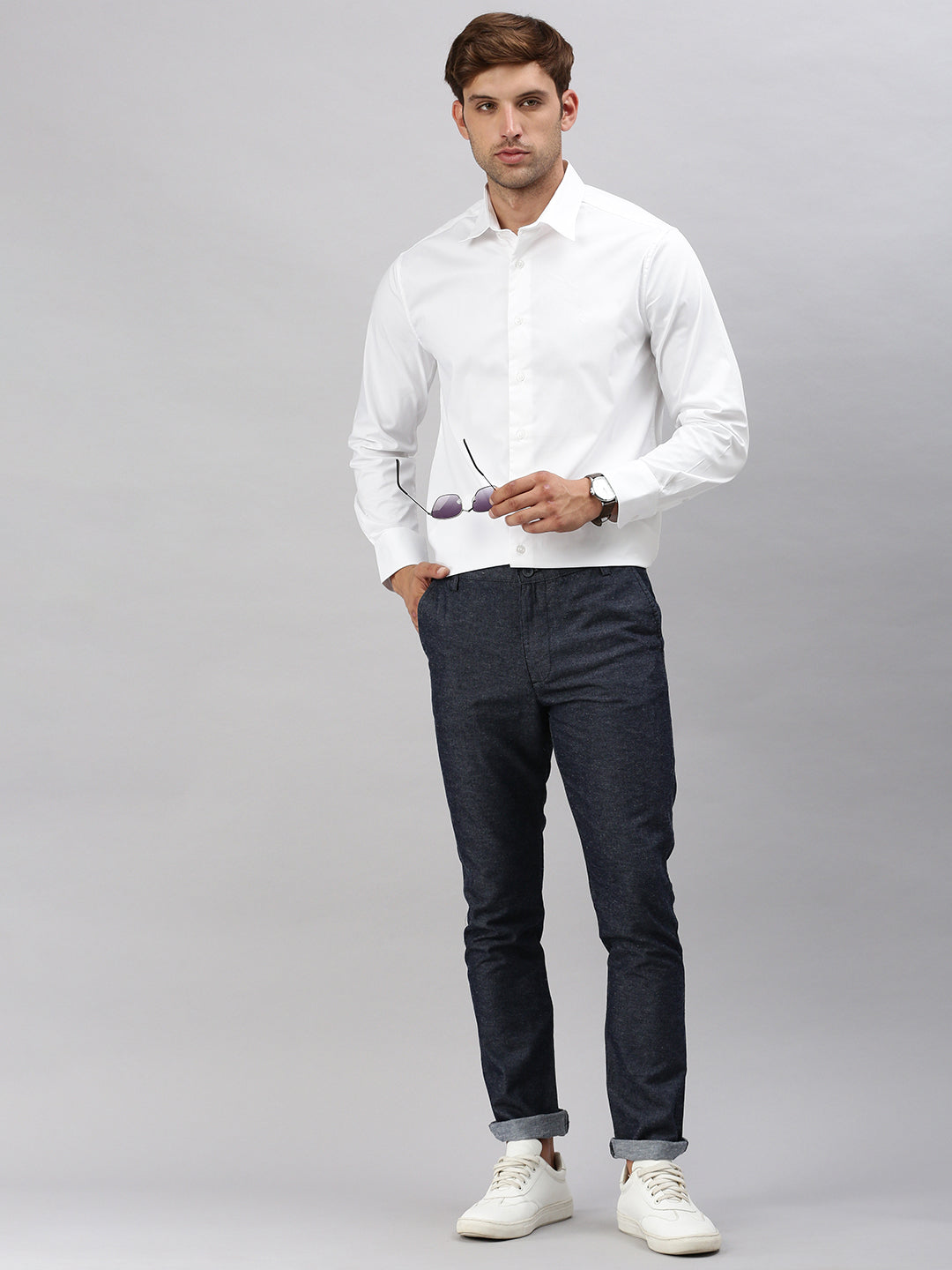 Classic Polo Men's Full Sleeve White Slim Fit Solid Casual Shirt | SP2-EL-08 A-FS-SLD-SF