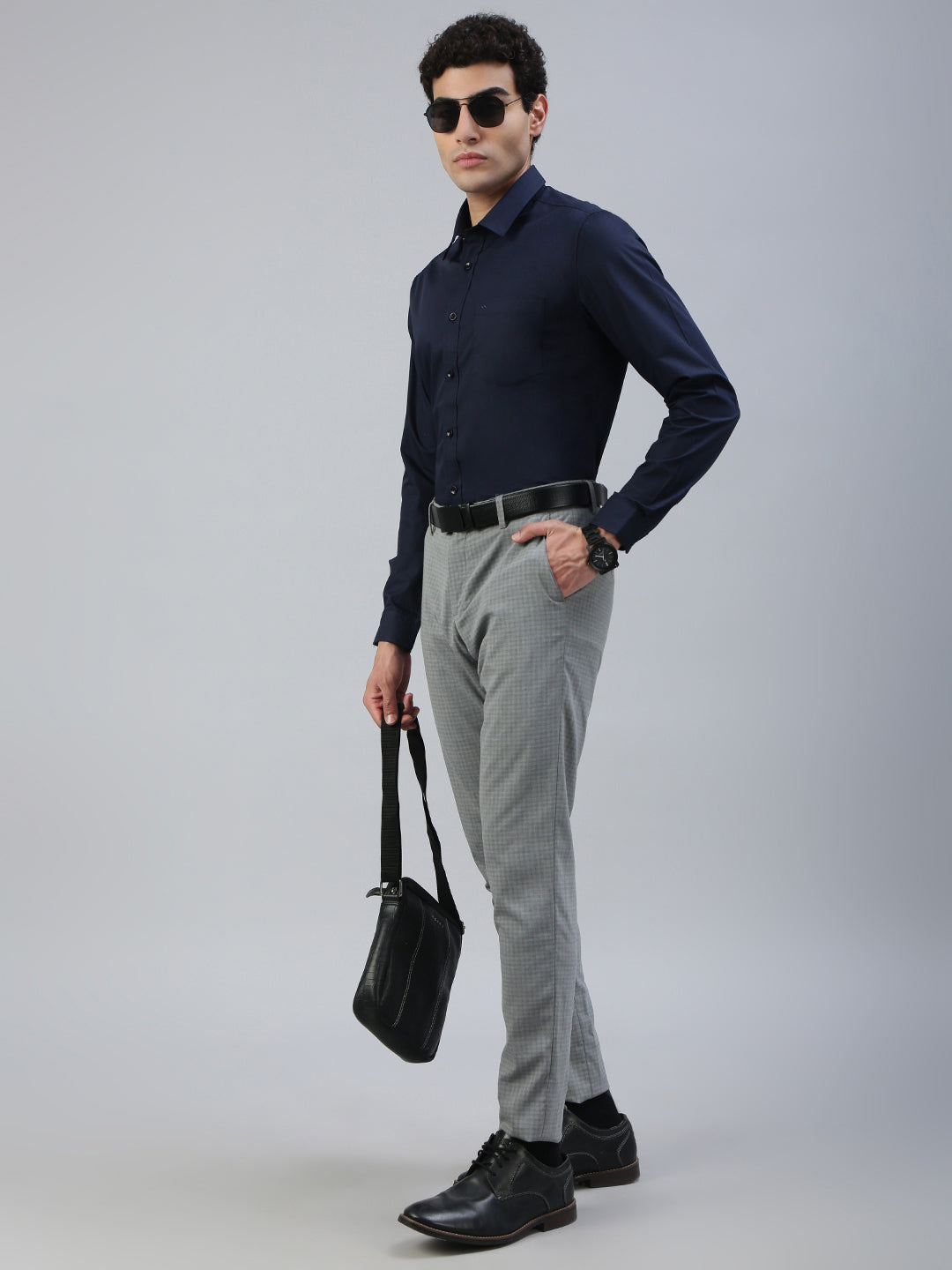 Classic Polo Men's Full Sleeve Navy Blue Polo Neck Slim Fit Solid Shirt||TOY-NEXGEN-NAVY SF FS