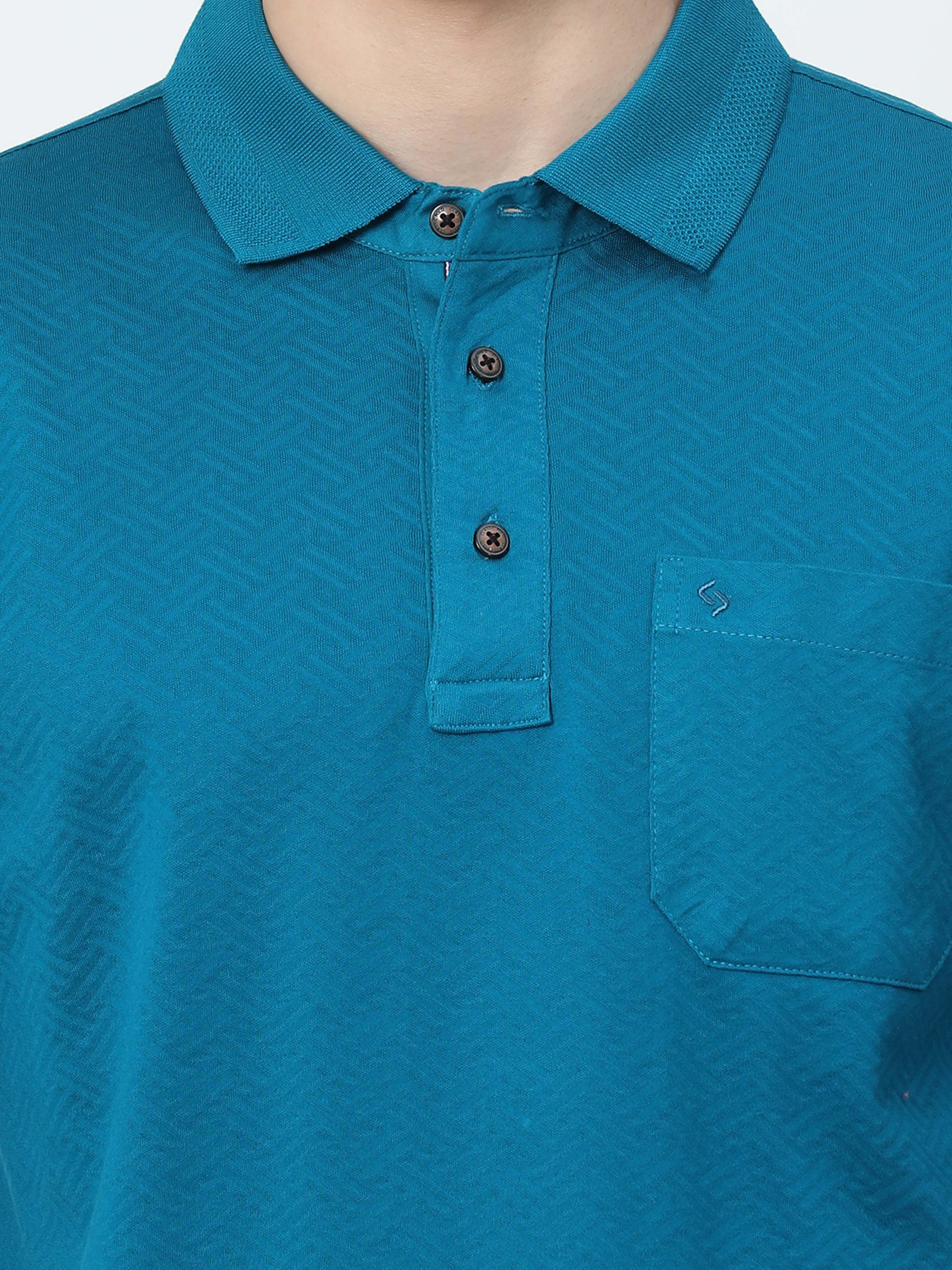 Classic Polo Mens Cotton Half Sleeves Floral Authentic Fit Polo Neck Blue Color T-Shirt | Rare - 05 A Af P