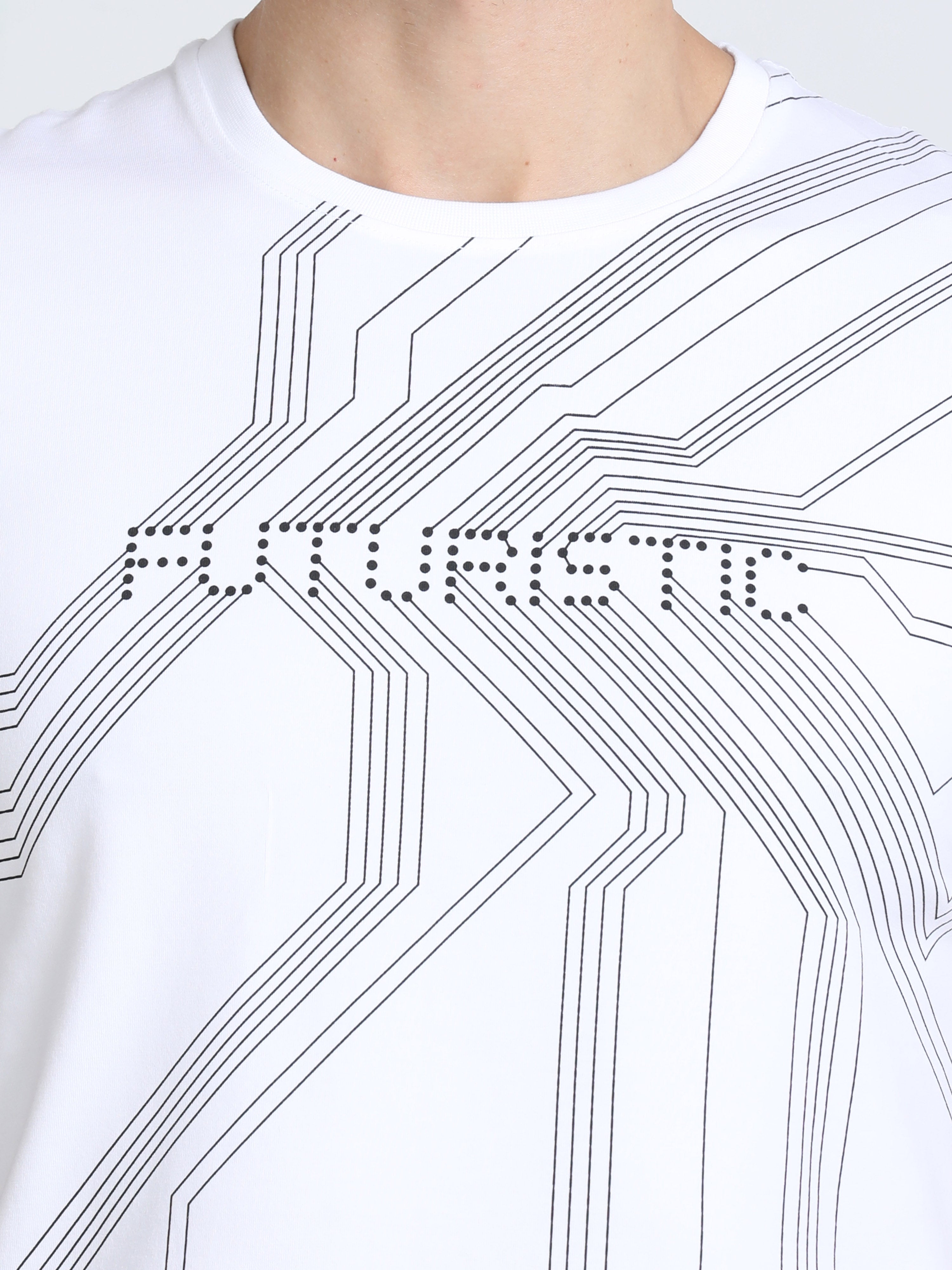 Classic Polo Mens Cotton Half Sleeves Printed Slim Fit Crew Neck White Color T-Shirt | Brcn - 550 B Sf C