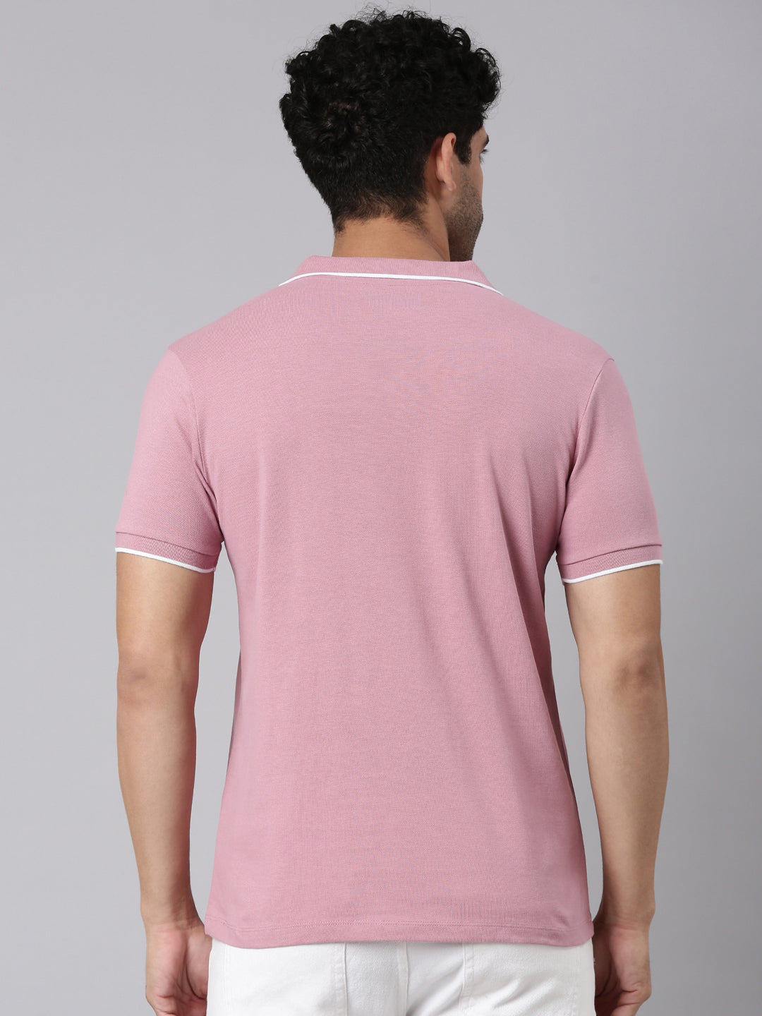 Classic Polo Men's Half Sleeve Mauve Polo Neck Slim Fit Solid Cotton Blend T-Shirt | RAVE POLO - 01 B SF P
