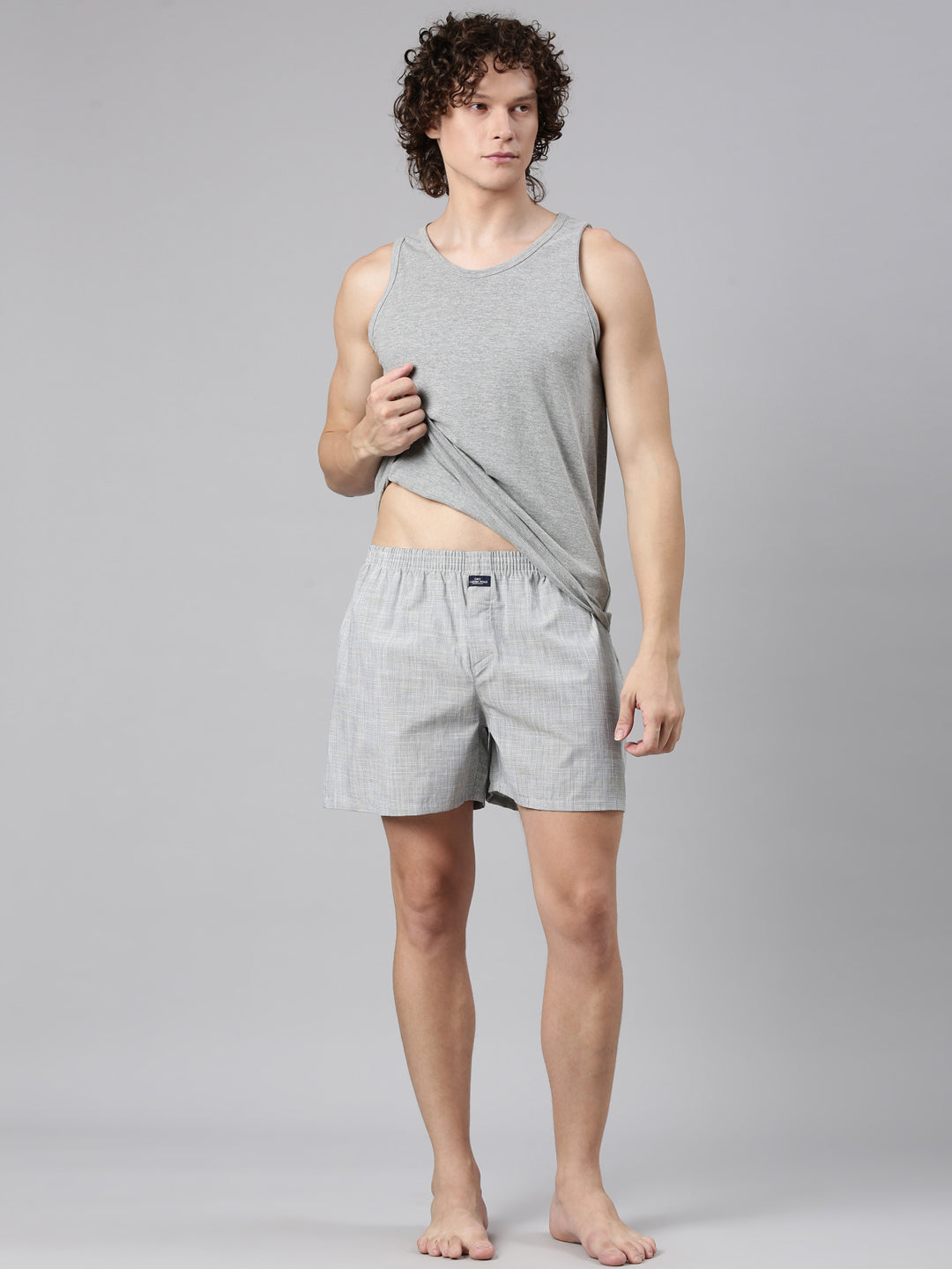 Classic Polo Men's Checked/Solid Slim Fit Cotton Boxer Shorts Pack Of 2 | BXT-129-CHK-PRT