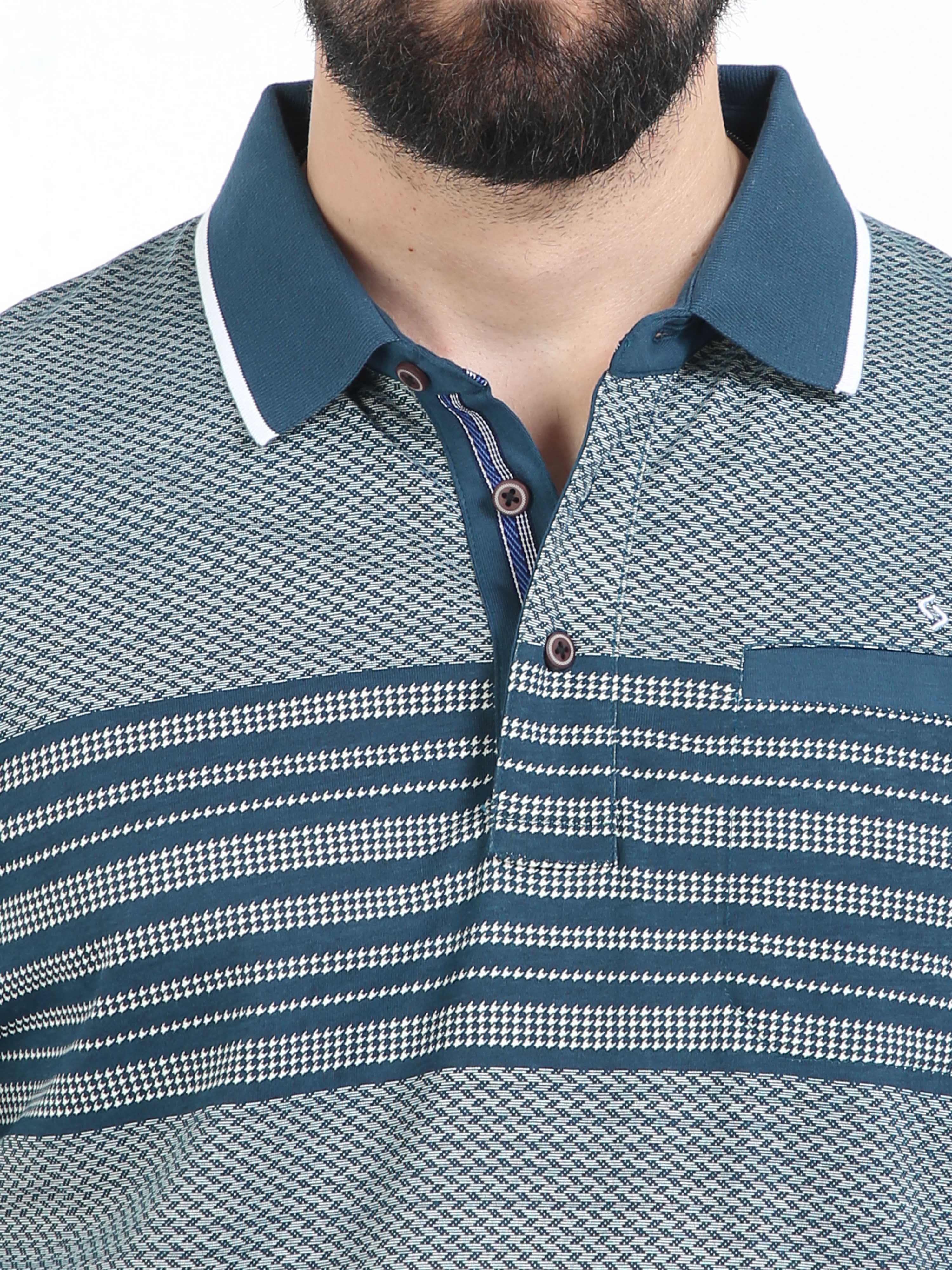 Classic Polo Mens Cotton Half Sleeves Striped Authentic Fit Polo Neck Navy Color T-Shirt | Carve Polo - 17 A Af P