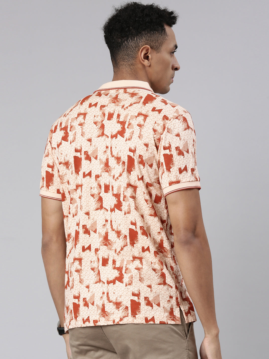 Classic Polo Men's Half Sleeve Lt.Orange Polo Neck Cotton Blend Slim Fit T-Shirt | BELLO - 307 A SF P