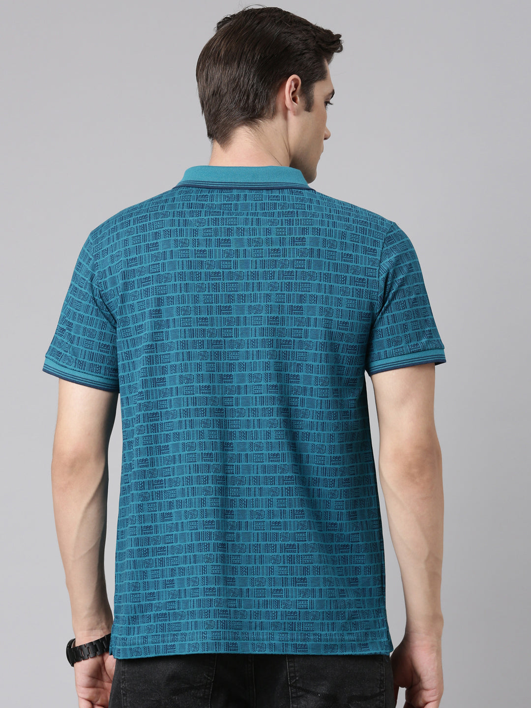 Classic Polo Men's Polo Neck Cotton Teal Slim Fit Printed T-Shirt | BELLO-279 A SF P