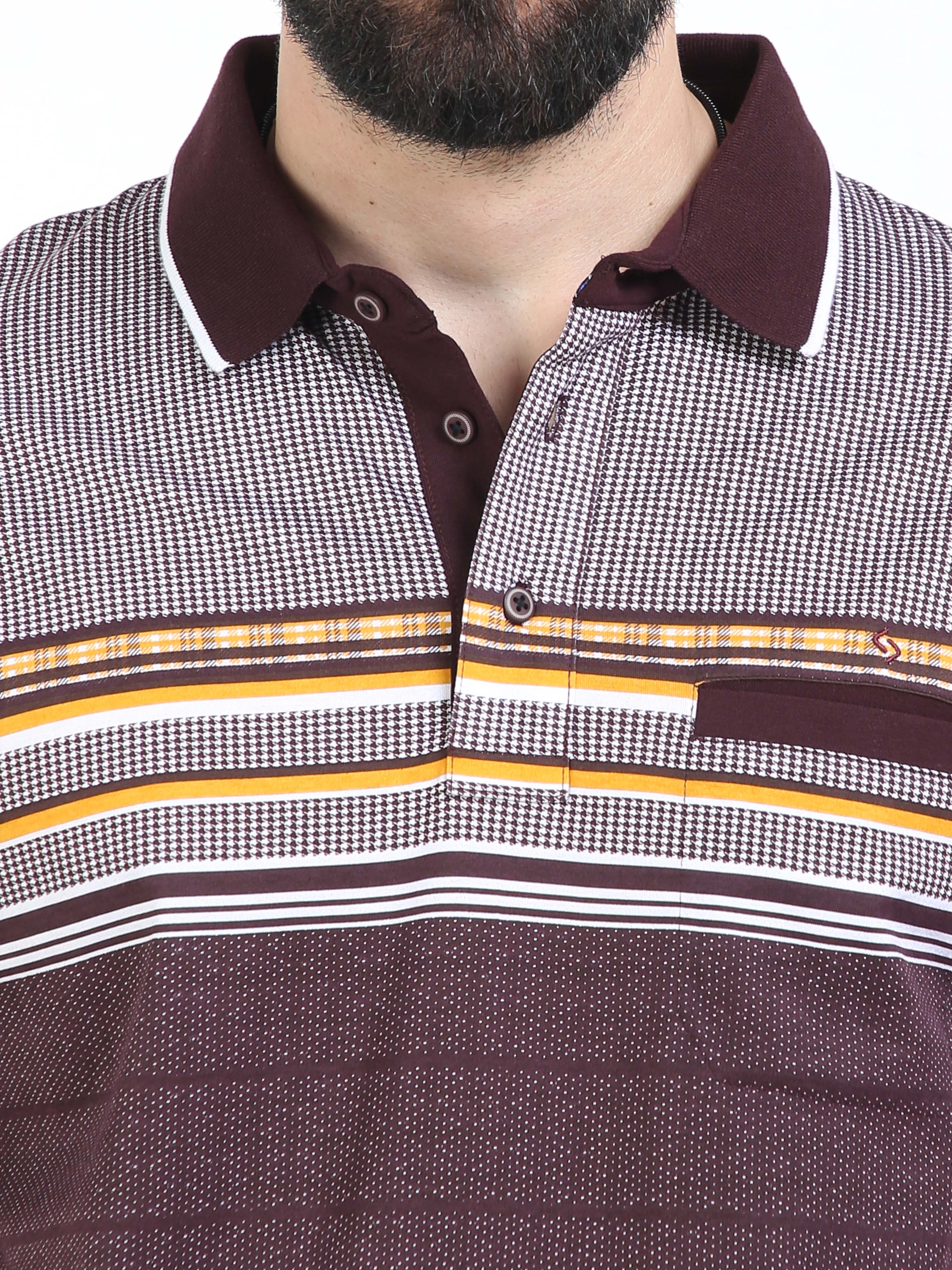 Classic Polo Mens Cotton Half Sleeves Floral Authentic Fit Polo Neck Maroon Color T-Shirt | Carve Polo - 21 B Af P