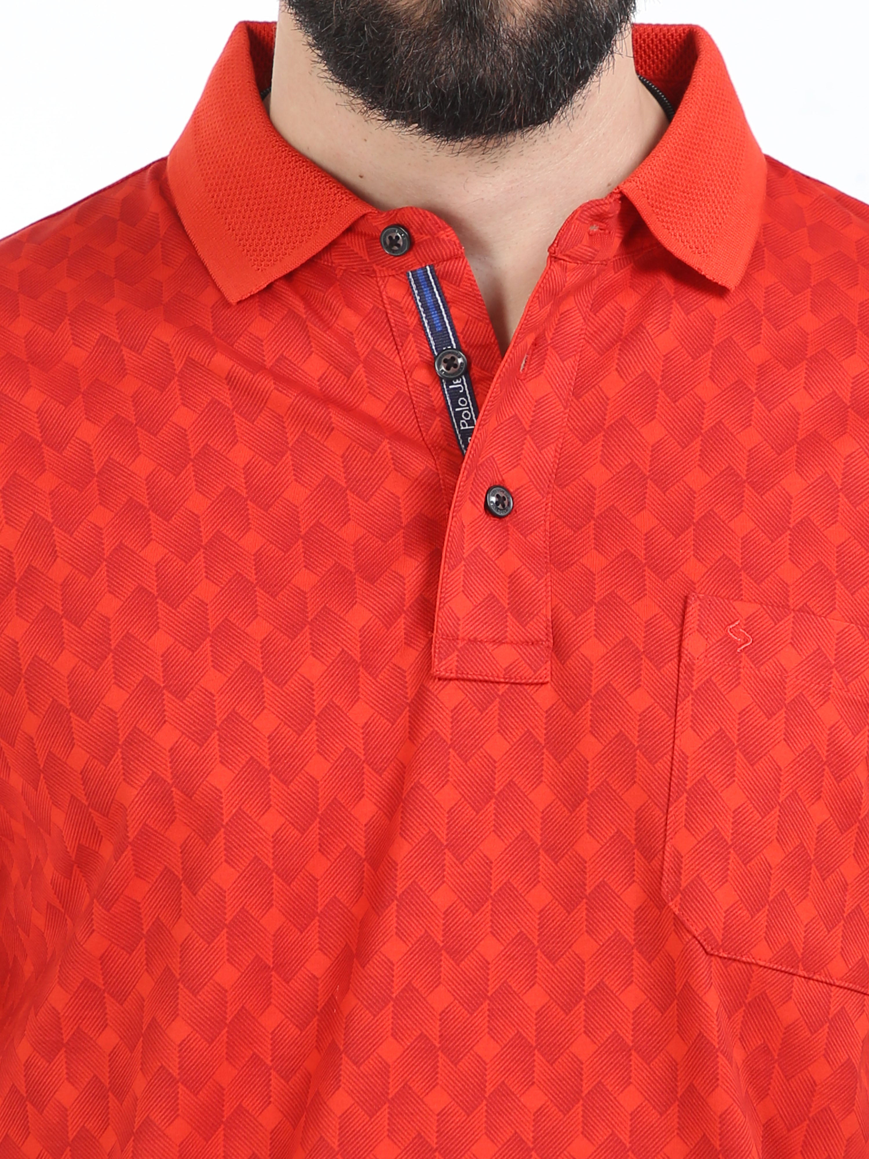 Classic Polo Mens Cotton Half Sleeves Floral Authentic Fit Polo Neck Red Color T-Shirt | Swank - 03 A Af P