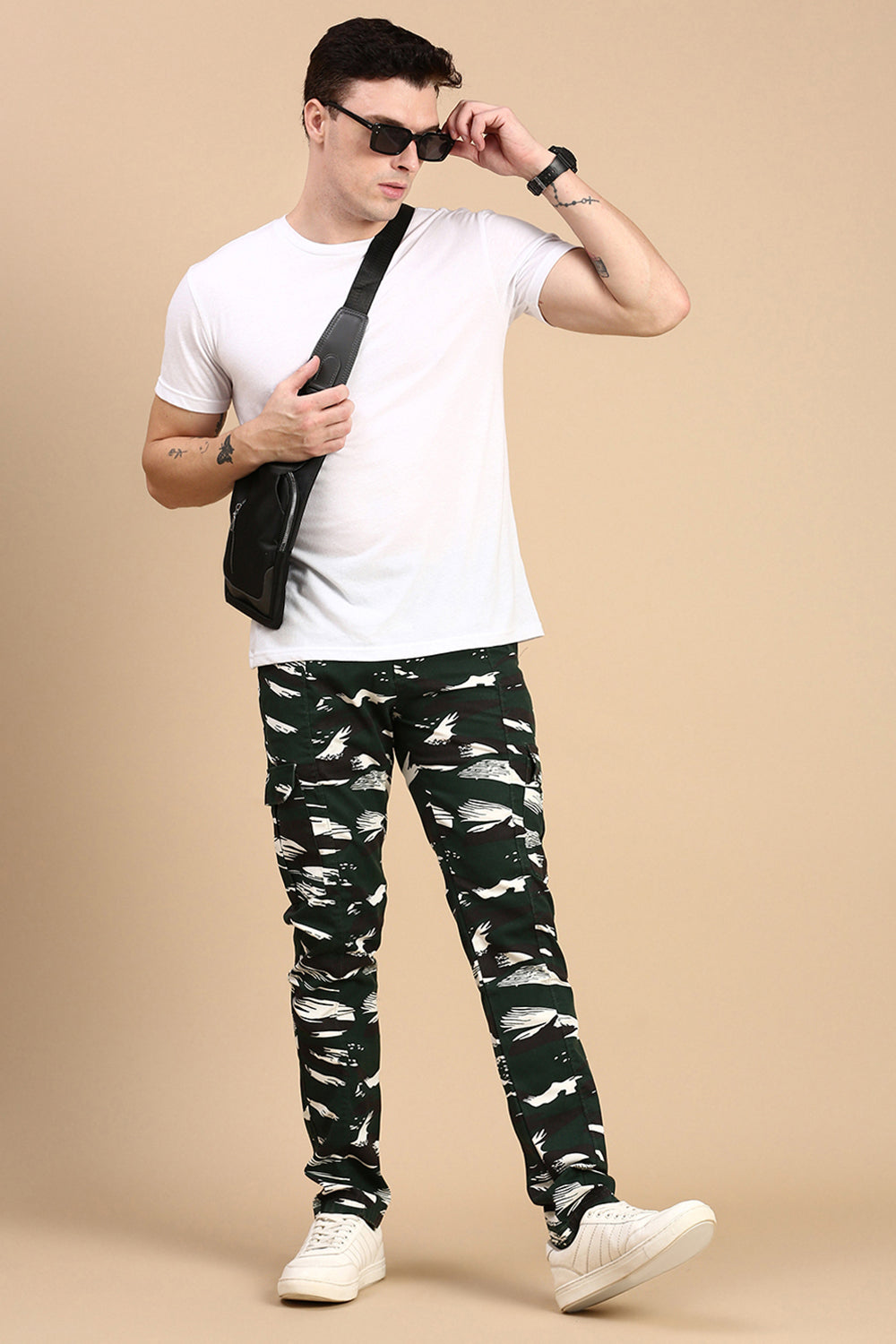 Classic Polo Men's Camoflague Slim Fit All Over Print Cargo Trouser | CPCRG-CL-05 A-GRN-CRF-LY