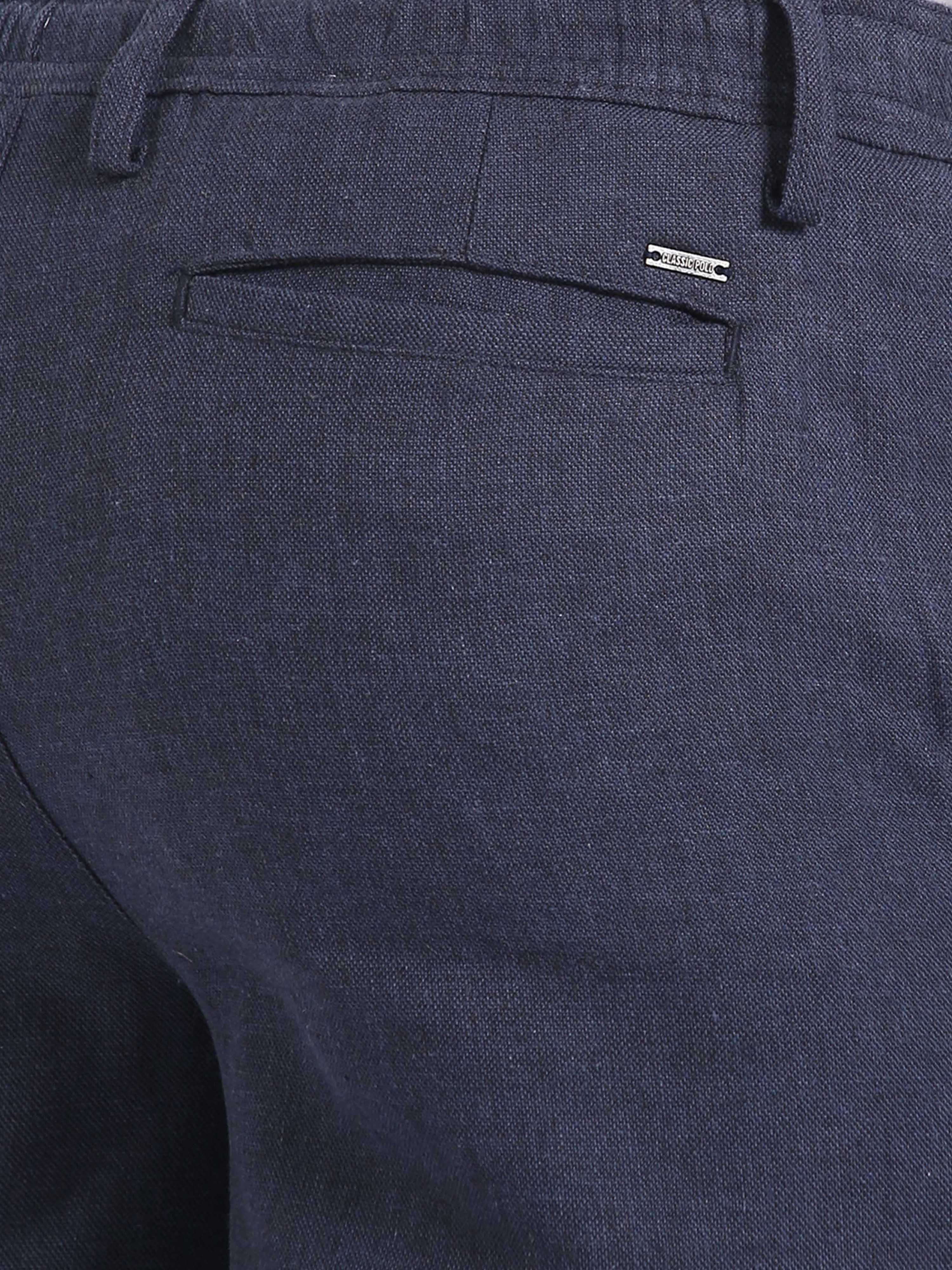 Classic Polo Mens Ankle Fit Solid Navy Color Trousers | To2-30 B-Blu-Al-Ly