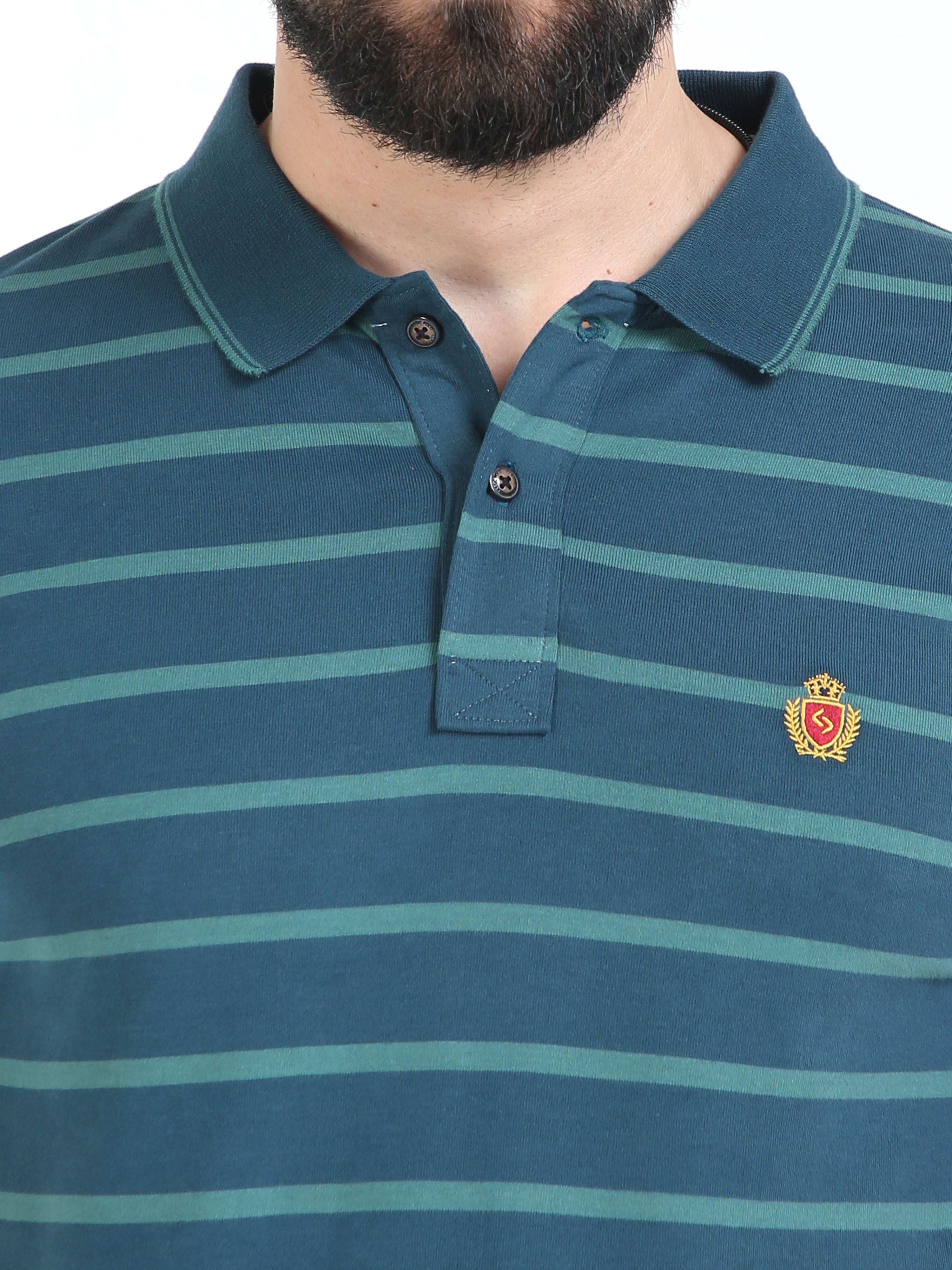 Classic Polo Mens Cotton Half Sleeves Striped Slim Fit Polo Neck Green Color T-Shirt | Cpeg - 310 A Sf P