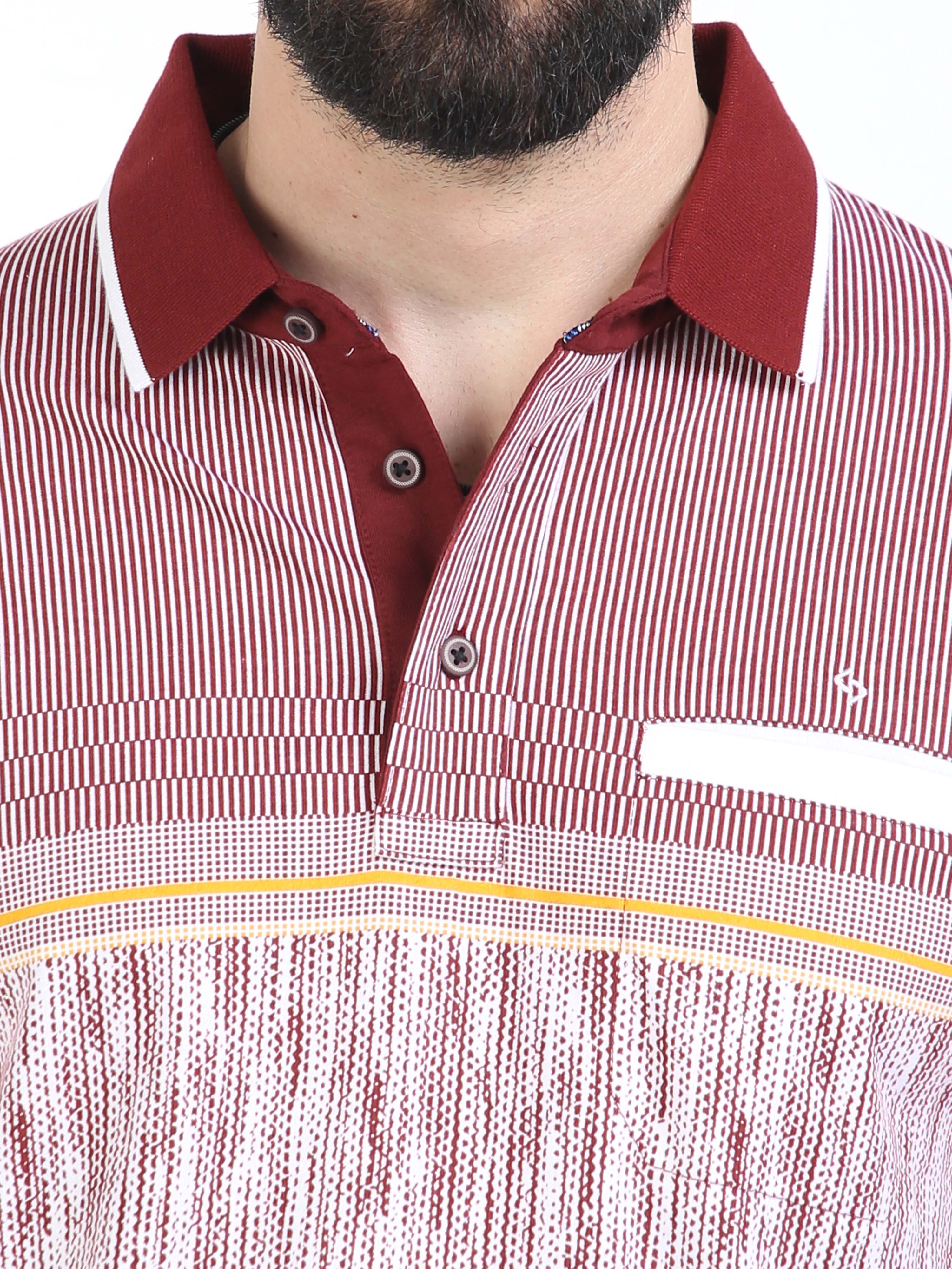 Classic Polo Mens Cotton Half Sleeves Floral Authentic Fit Polo Neck Red Color T-Shirt | Carve Polo - 19 B Af P
