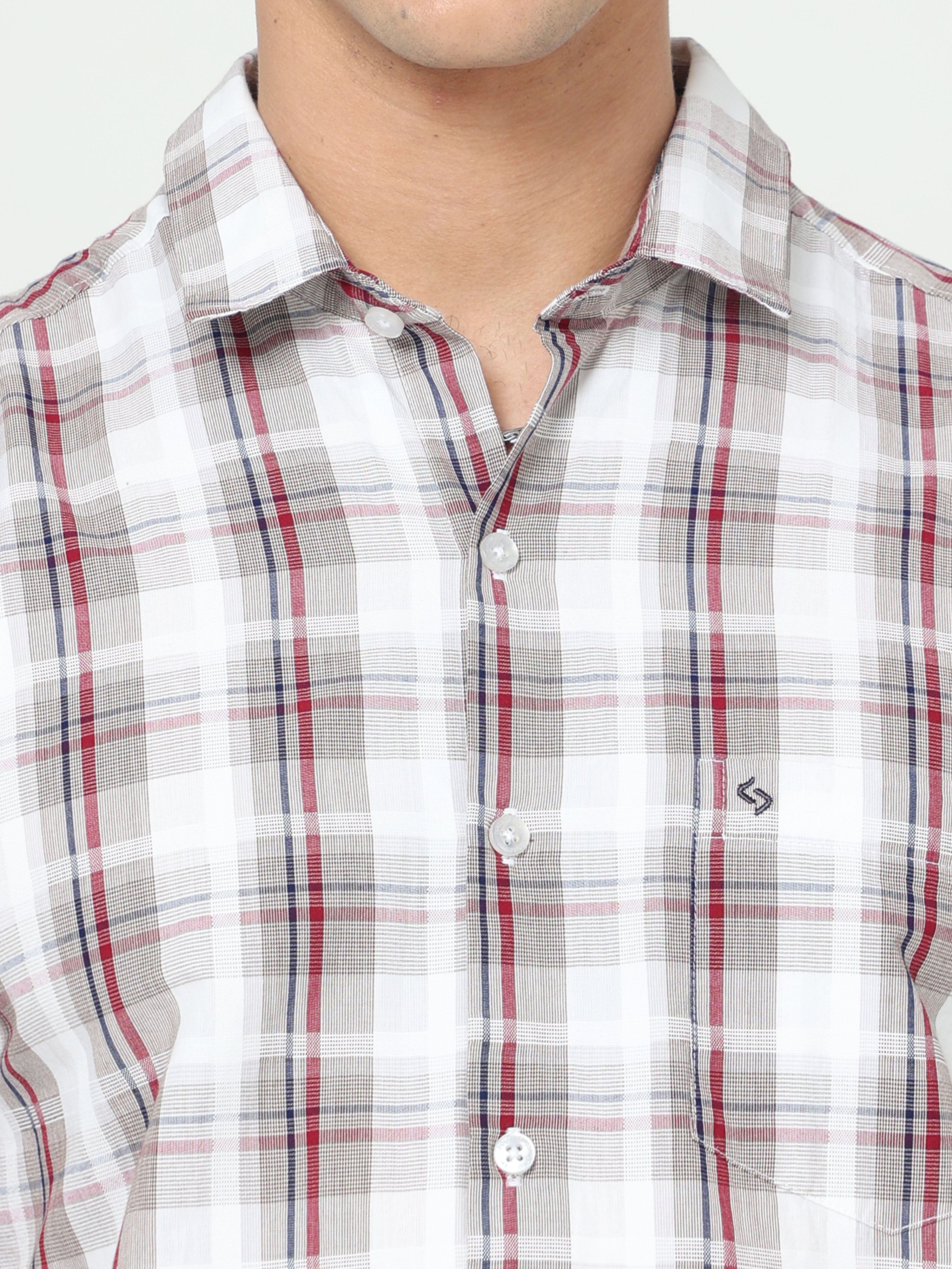 Classic Polo Mens Cotton Full Sleeve Checked Slim Fit Polo Neck Multicolor Woven Shirt | SO1-86 A-FS-CHK