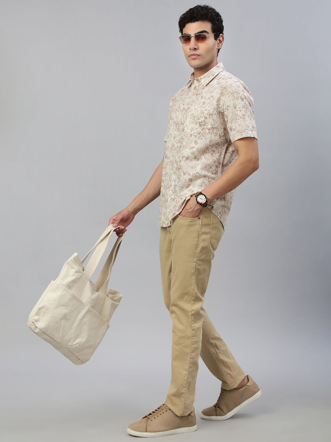 Classic Polo Men's Half Sleeve Brown Polo Neck Slim Fit All Over Print Shirt||SQ1-EL-29 B-HS-PRT-SF