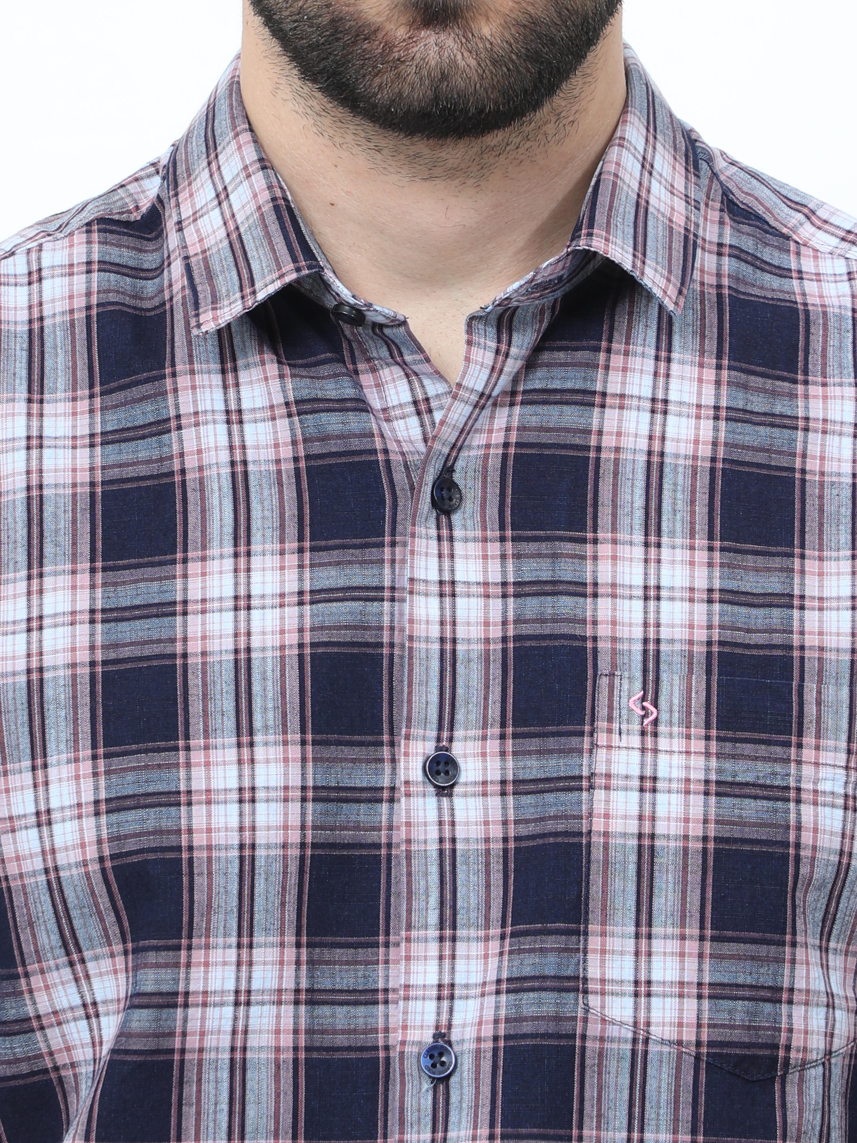 Classic Polo Mens Pure Cotton Half Sleeves Checked Slim Fit Polo Neck Black Color Woven Shirt | So2-174 A-Hs-Chk-Sf