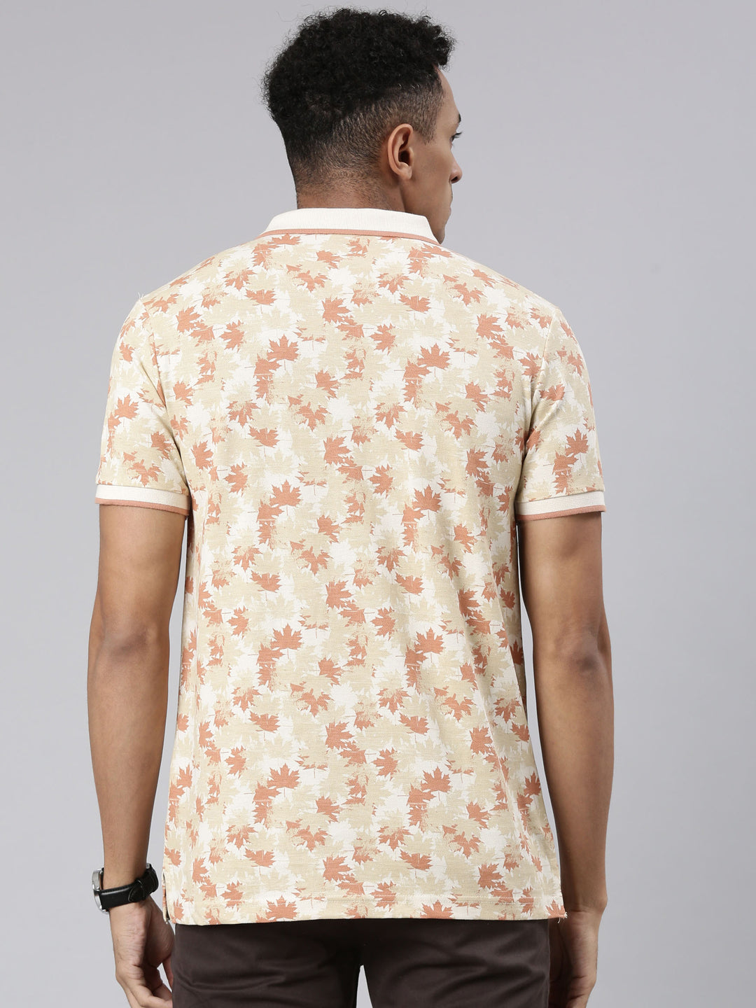 Classic Polo Men's Half Sleeve Lt.Orange/Peach Polo Neck Cotton Blend Slim Fit T-Shirt | BEAU - 268 A SF P