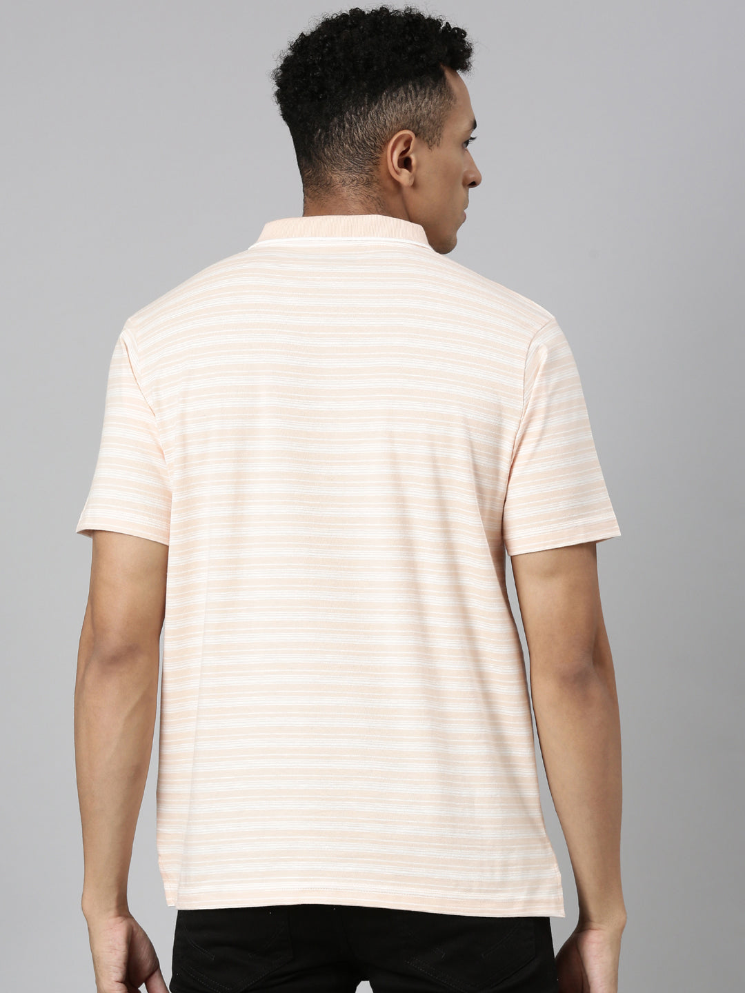 Classic Polo Men's Polo Neck Cotton White/Lt.Orange Authentic Fit Striped T-Shirt | FEEDERS-252 A AF P