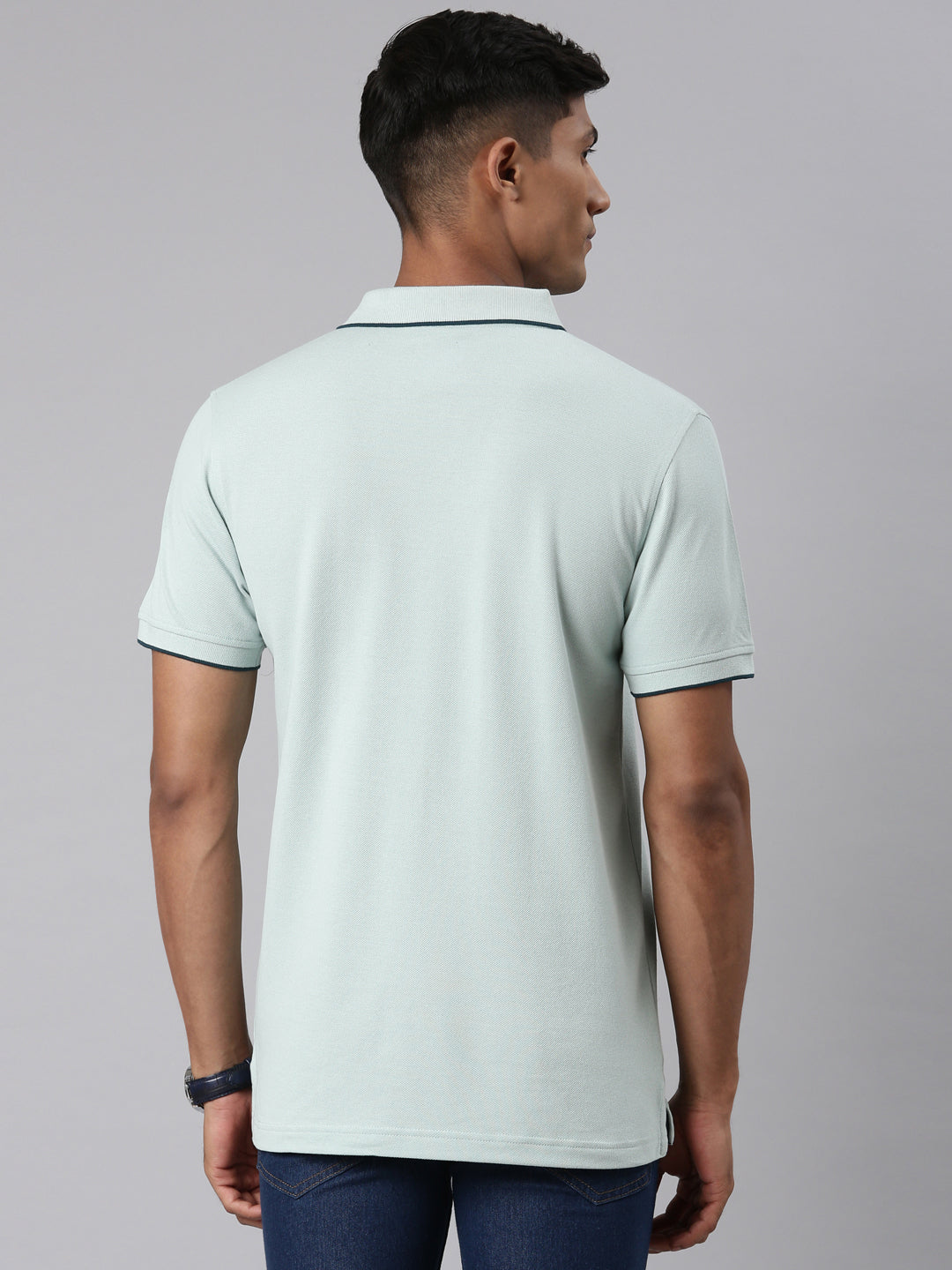 Classic Polo Men's Casual Solid Lt.Green Half Sleeve Authentic Fit T-Shirt | TOY-NOVA-BLUE HAZE