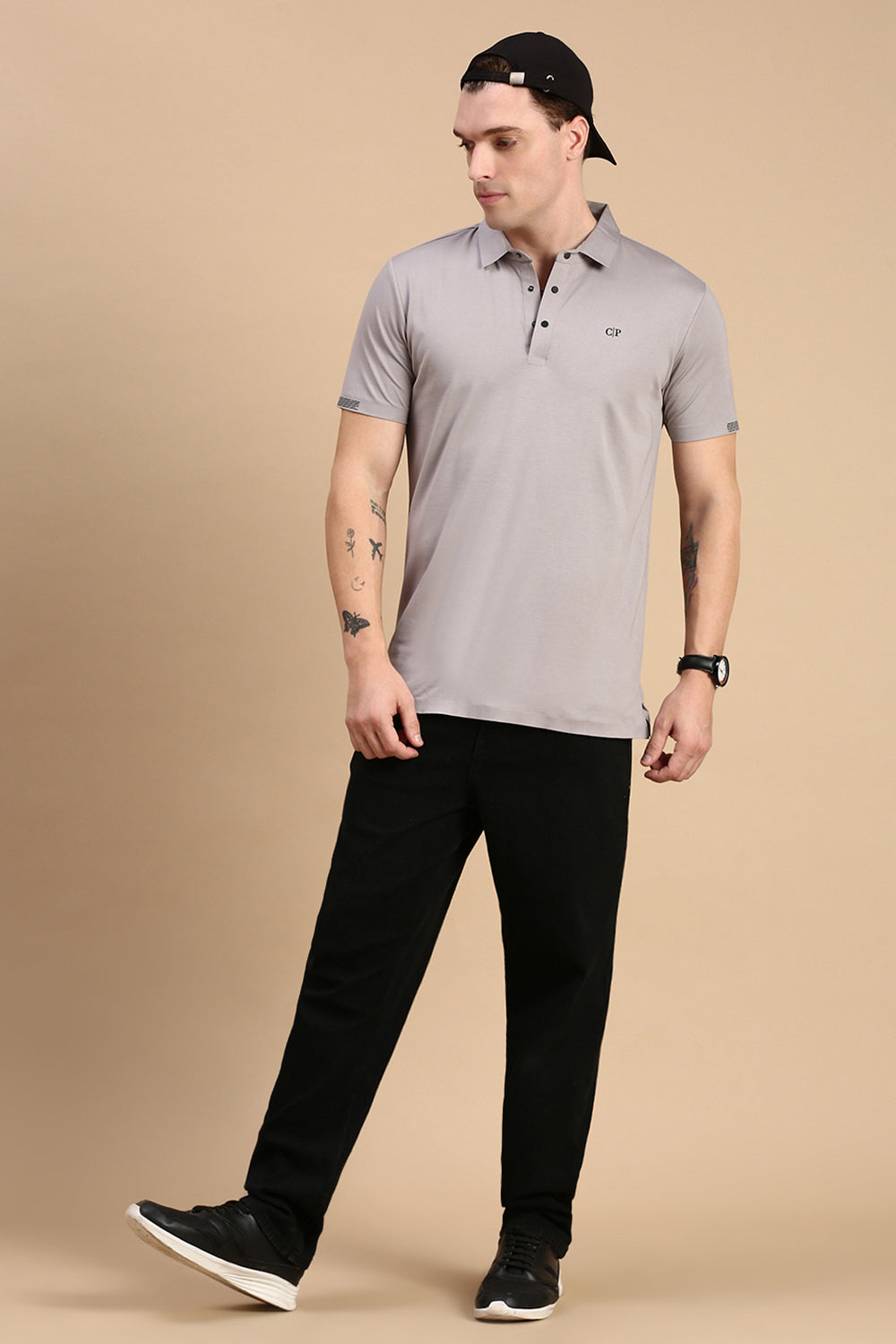Classic Polo Men's Half Sleeve Grey Polo Neck Slim Fit Solid T-Shirt | UNICO - 126 SF P