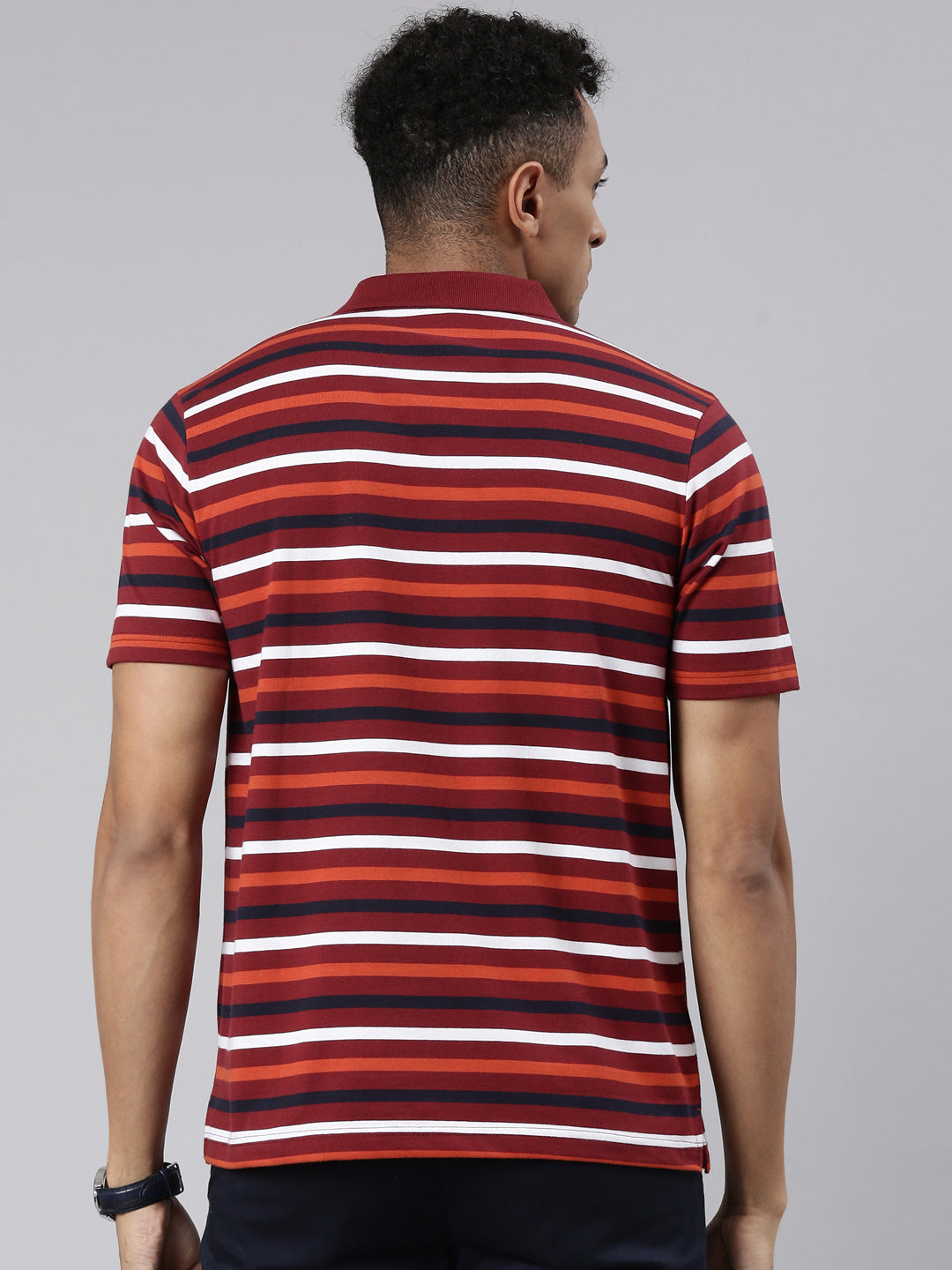 Classic Polo Men's Half Sleeve Maroon/White Polo Neck Cotton Blend Authentic Fit T-Shirt | AVON - 575 B AF P