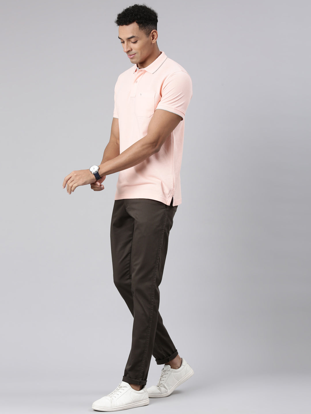 Classic Polo Men's Olive Cotton Lycra Moderate Fit Trousers | TRS-MELLOW-OLV MF LY